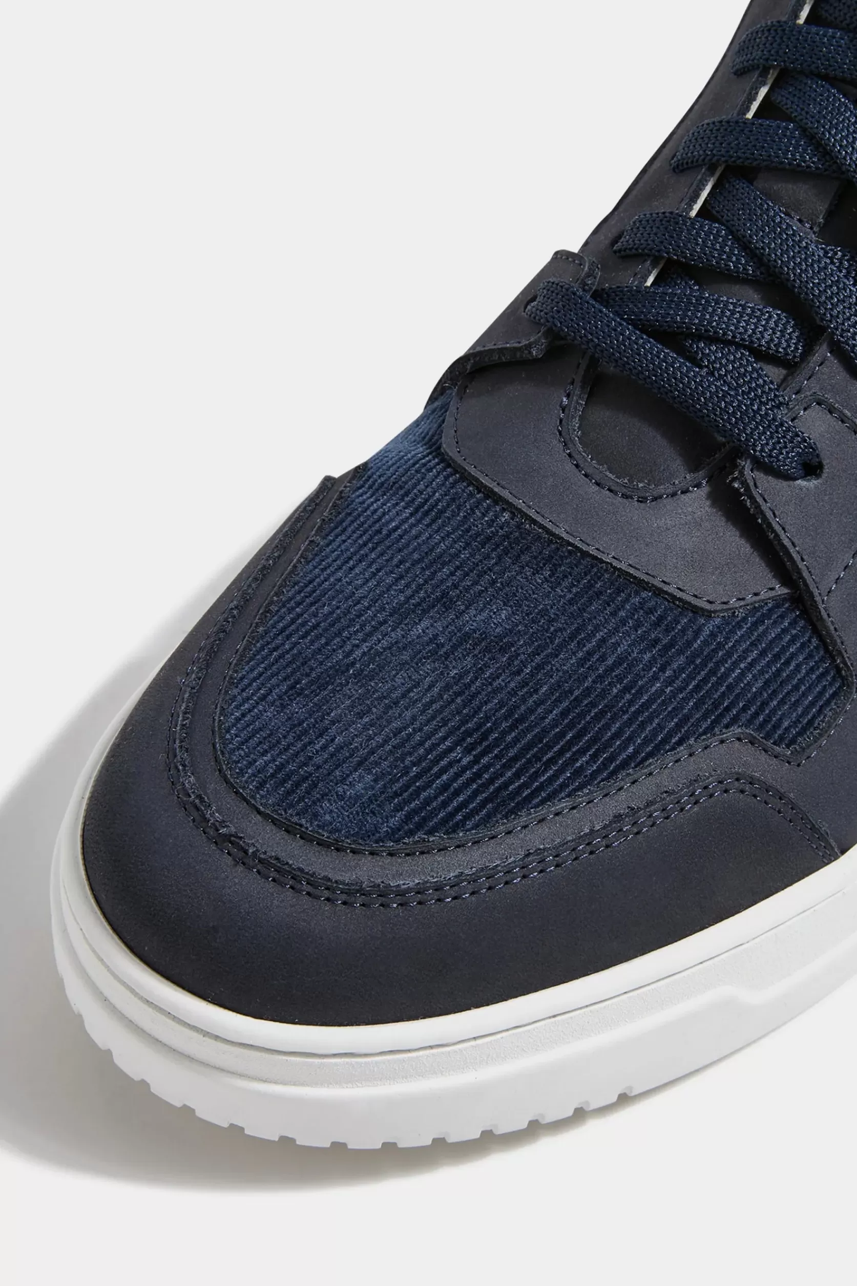 Baskets Hautes En Nabuk Et Velours Côtelé Bleu - Made In Italy>Pini Parma Online