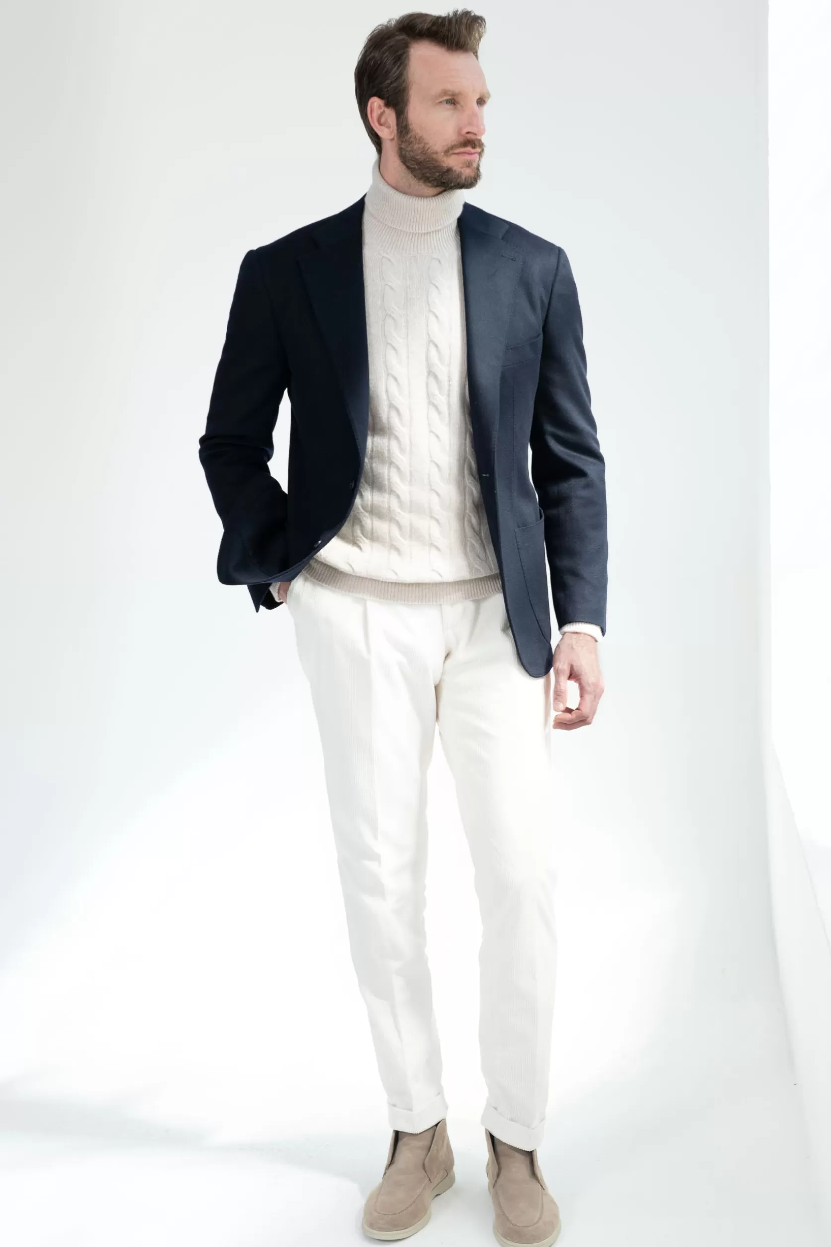 Blazer Bleu En Cachemire Loro Piana - Made In Italy>Pini Parma Fashion