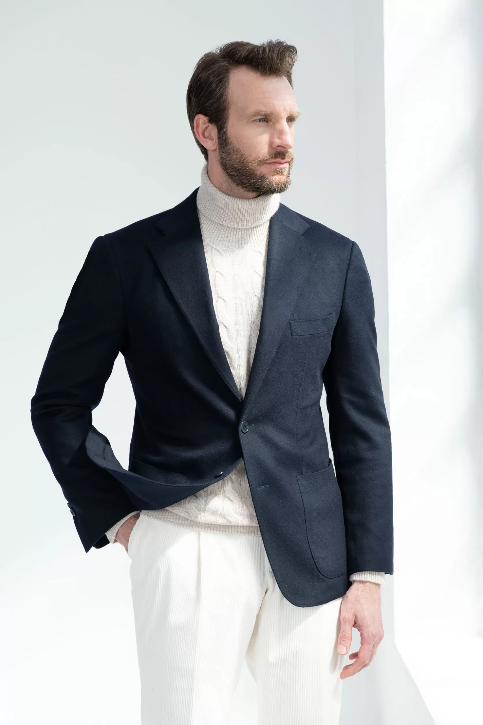 Blazer Bleu En Cachemire Loro Piana - Made In Italy>Pini Parma Fashion