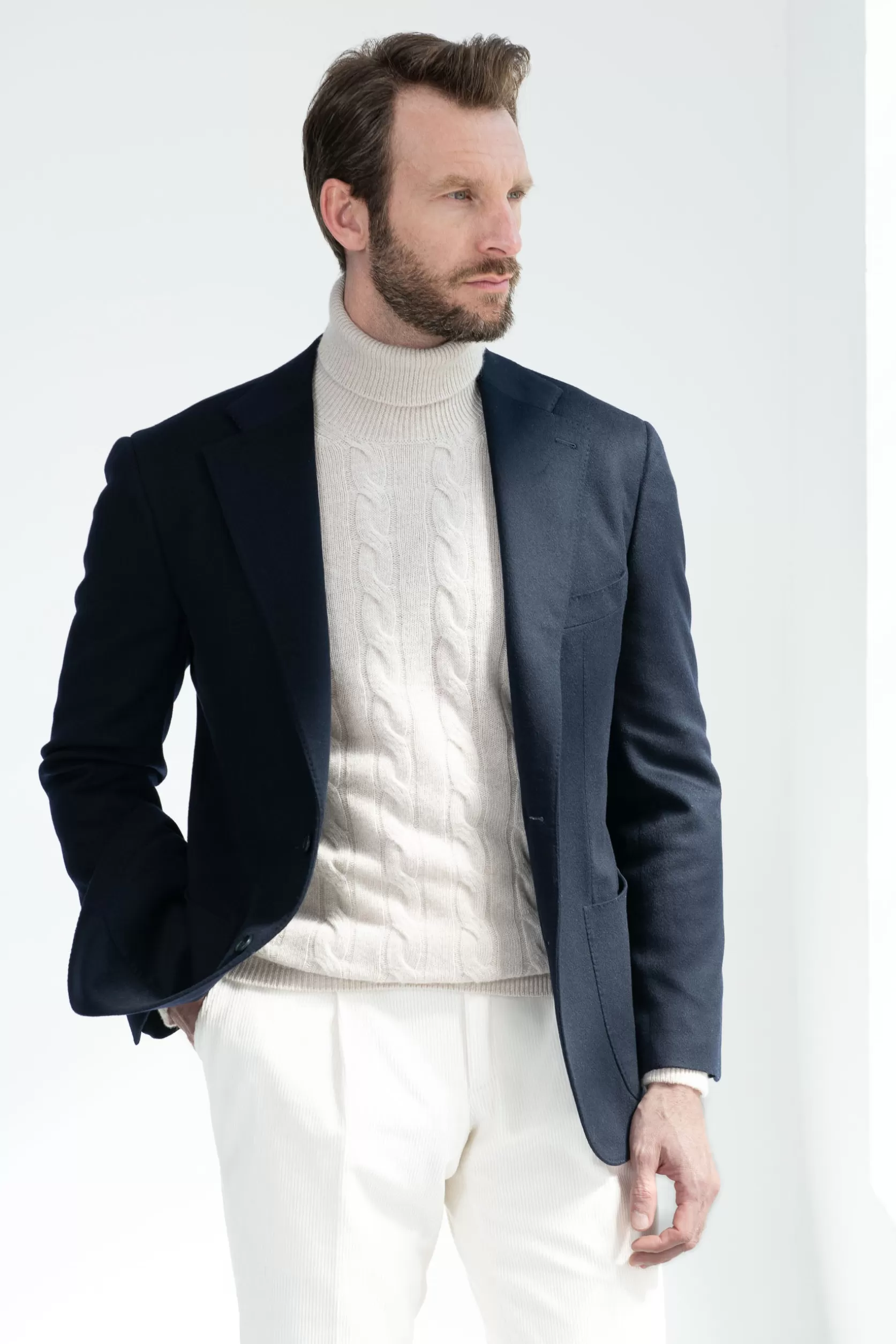 Blazer Bleu En Cachemire Loro Piana - Made In Italy>Pini Parma Fashion