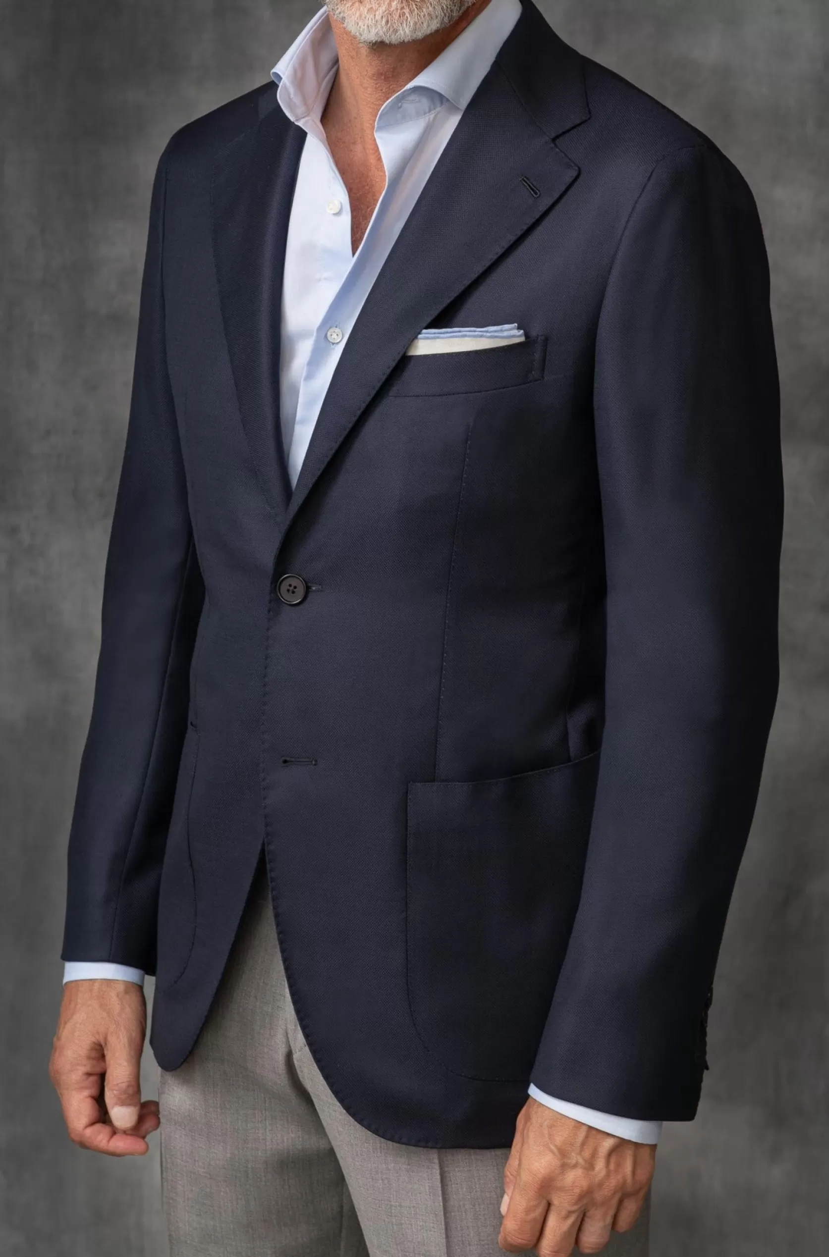 Blazer Bleu Entoilé En Laine Loro Piana Super 130's - Made In Italy>Pini Parma New