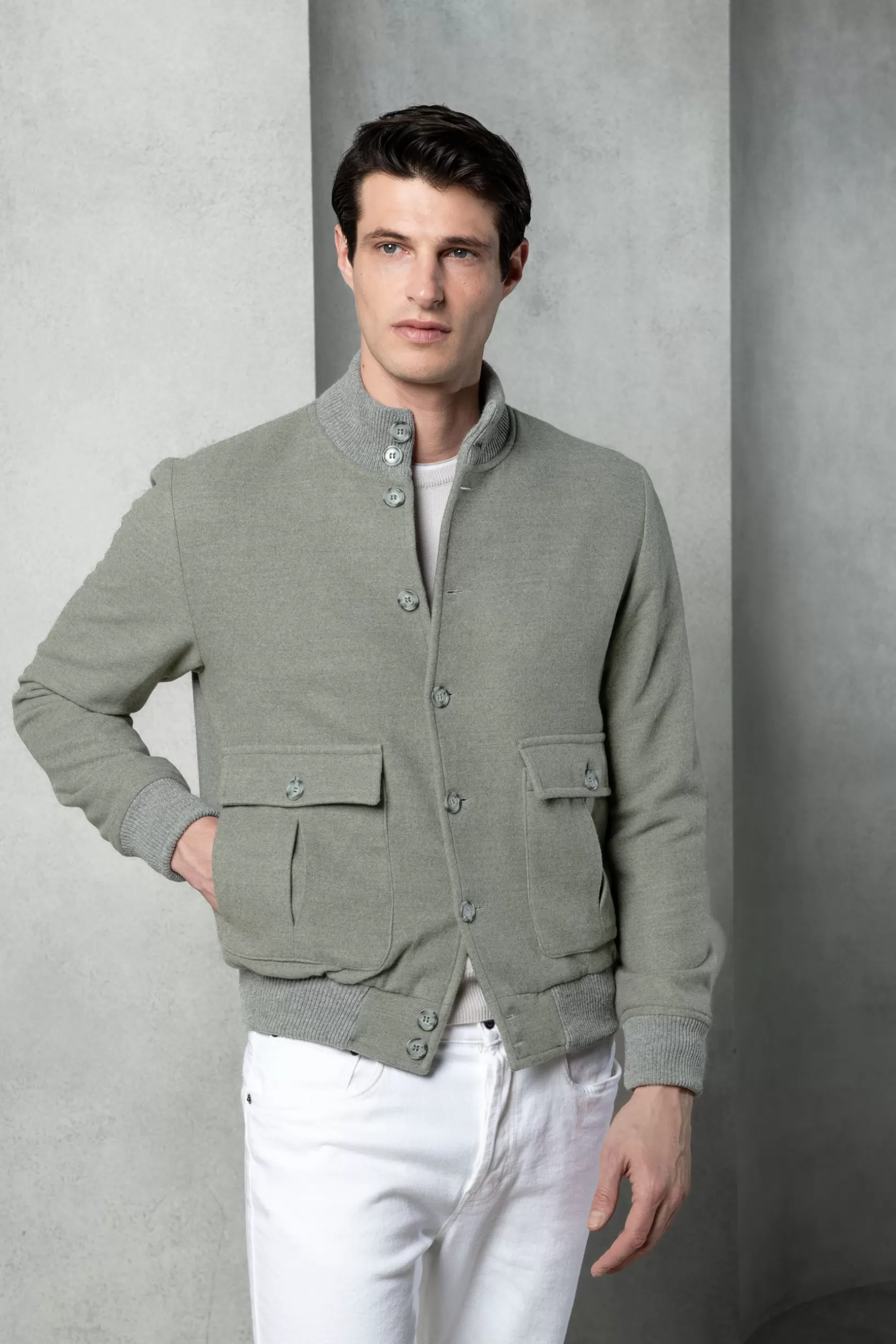 Blouson Aviateur En Flanelle De Laine Super 180's – Made In Italy>Pini Parma Cheap