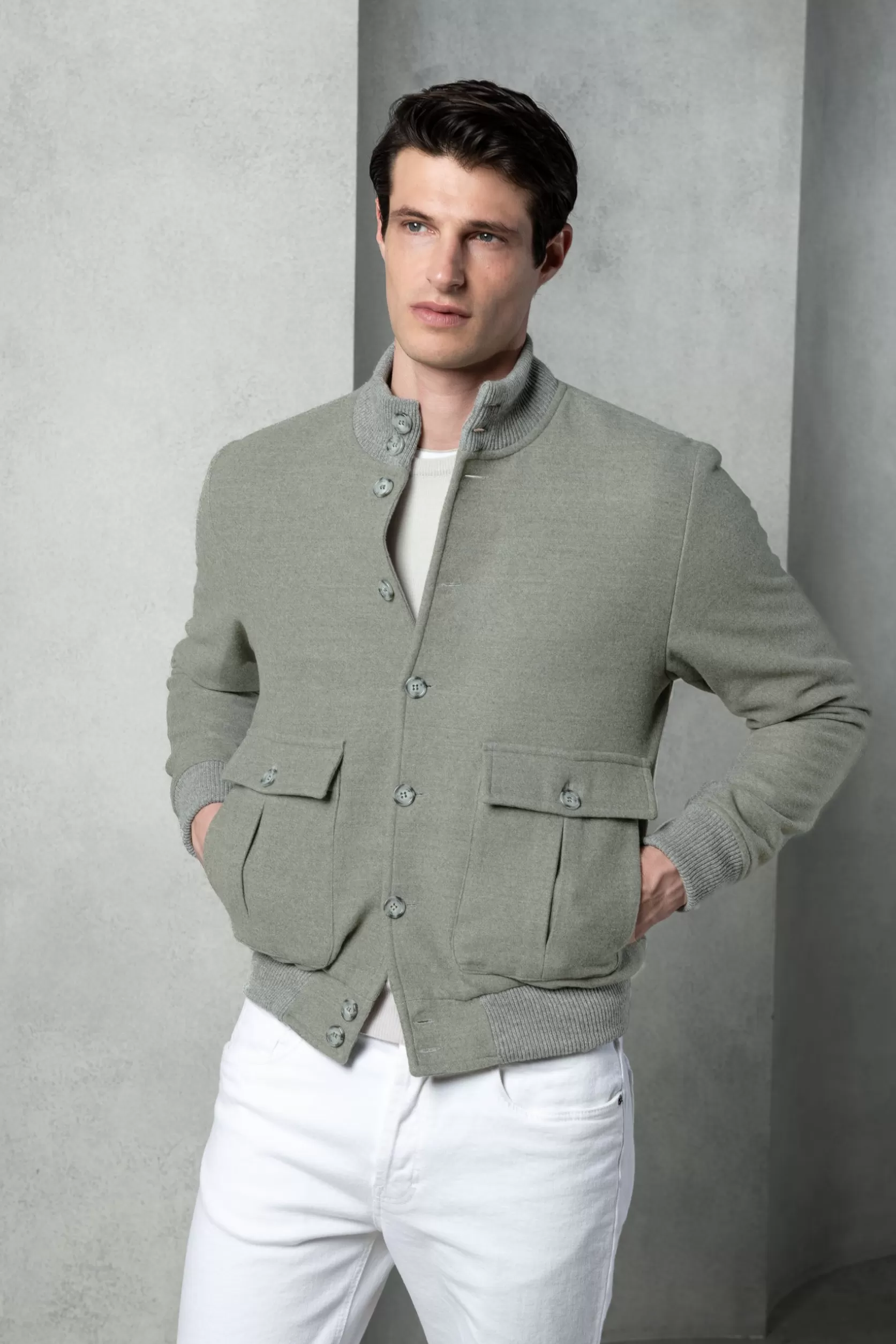 Blouson Aviateur En Flanelle De Laine Super 180's – Made In Italy>Pini Parma Cheap