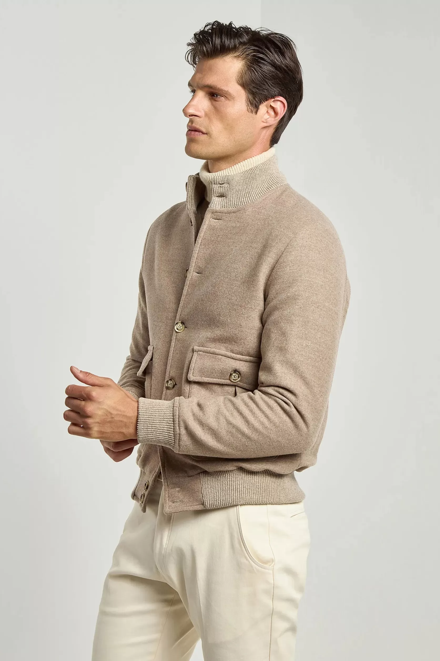 Blouson Aviateur En Flanelle De Laine Super 180's – Made In Italy>Pini Parma Store