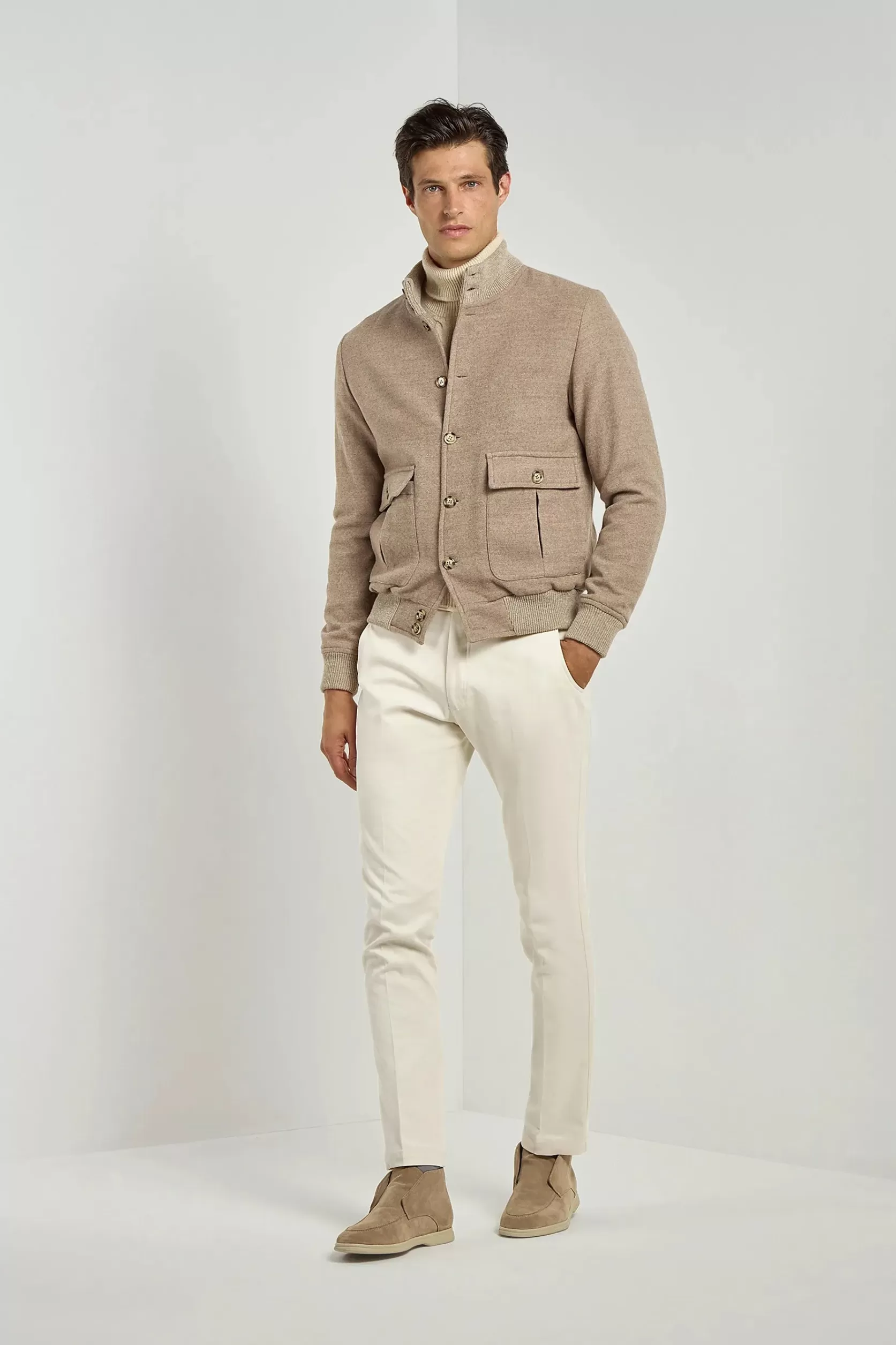 Blouson Aviateur En Flanelle De Laine Super 180's – Made In Italy>Pini Parma Store