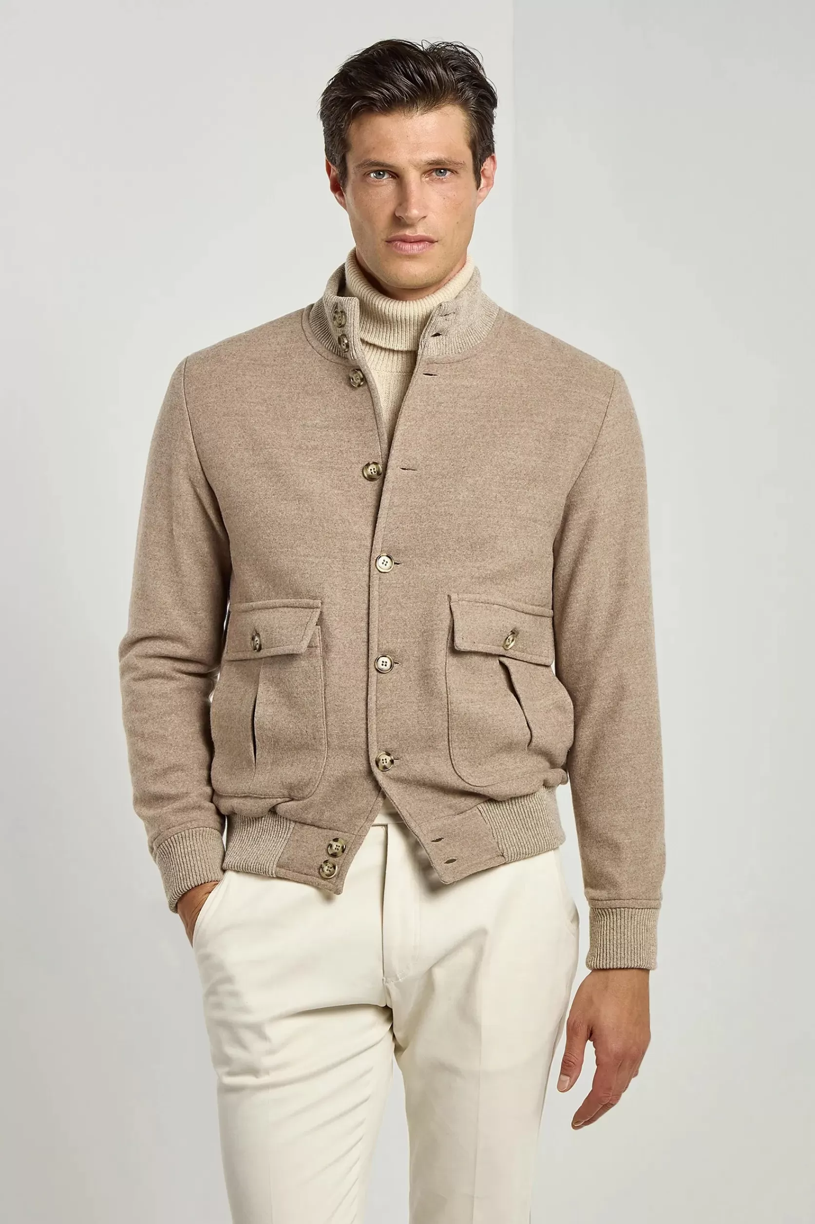 Blouson Aviateur En Flanelle De Laine Super 180's – Made In Italy>Pini Parma Store