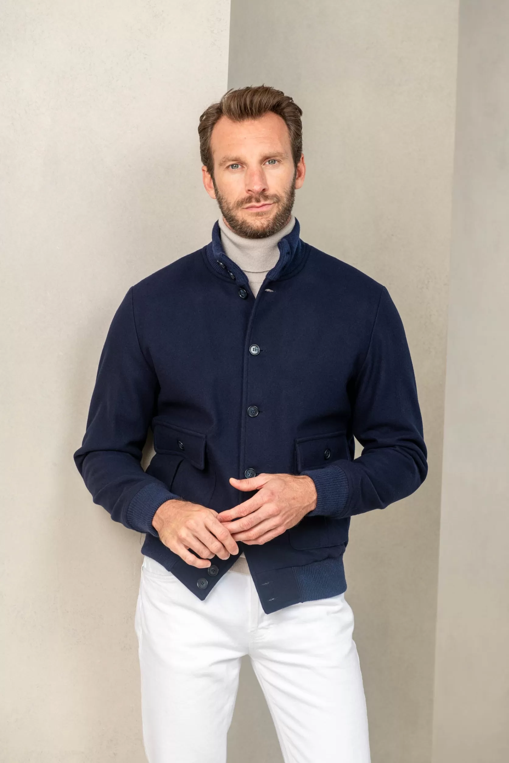 Blouson Aviateur En Flanelle De Laine Super 180's – Made In Italy>Pini Parma Store