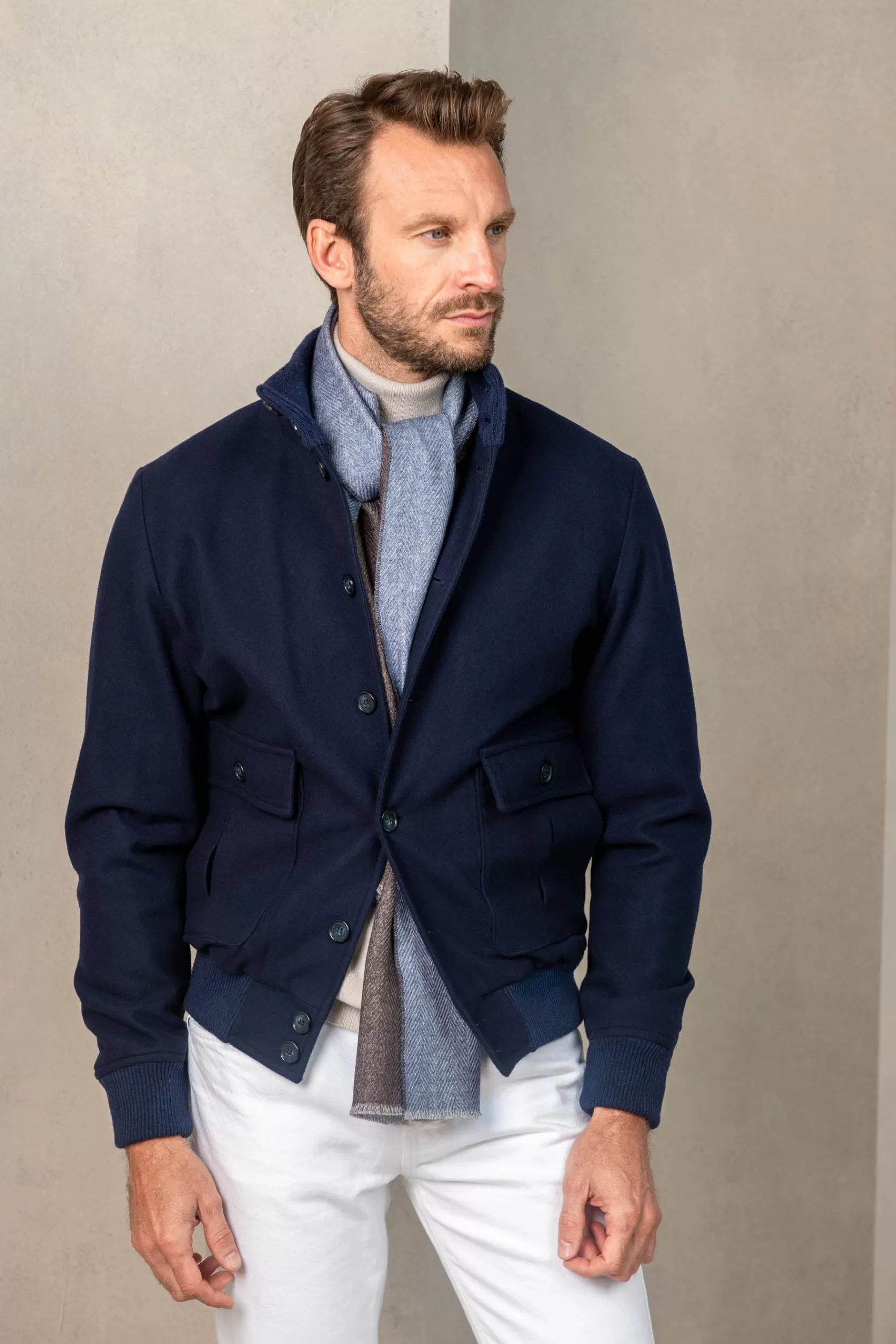Blouson Aviateur En Flanelle De Laine Super 180's – Made In Italy>Pini Parma Store