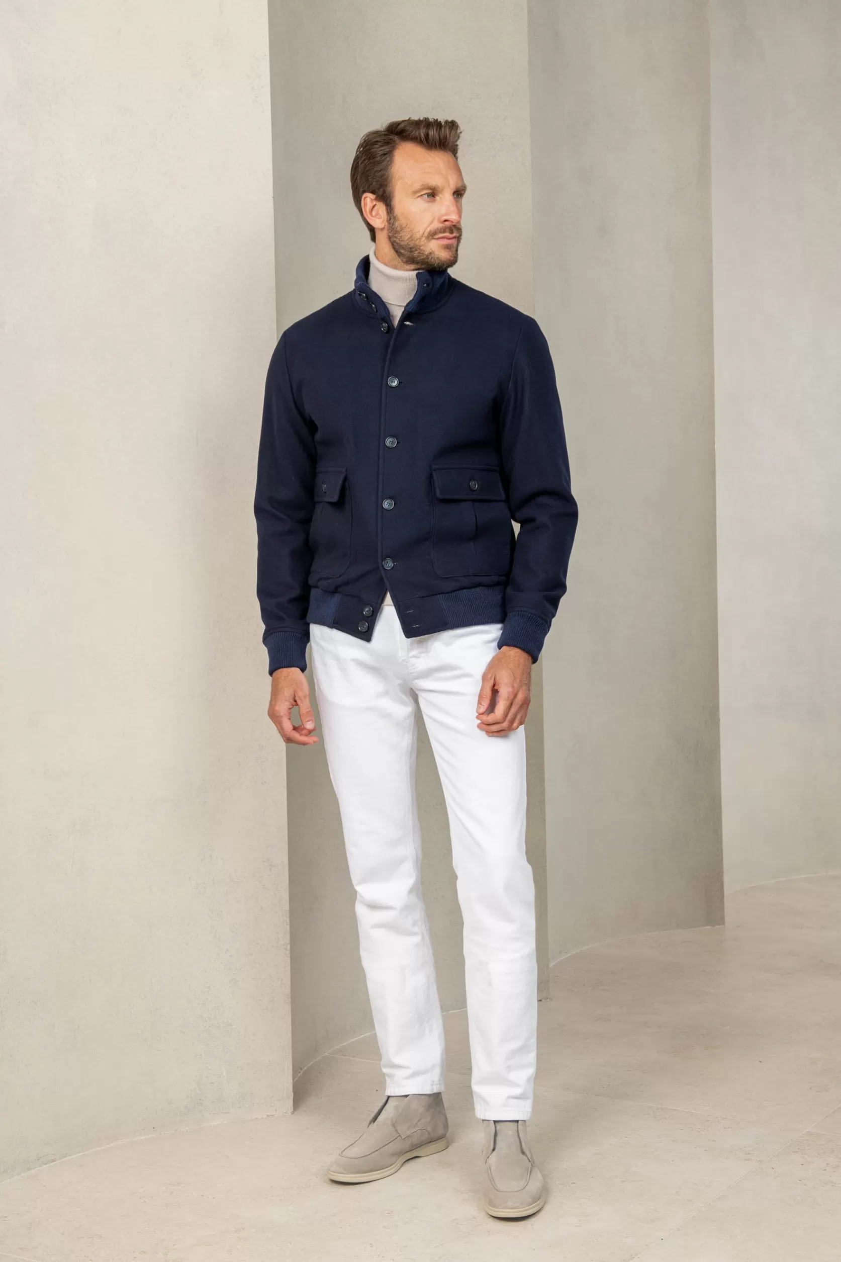 Blouson Aviateur En Flanelle De Laine Super 180's – Made In Italy>Pini Parma Store