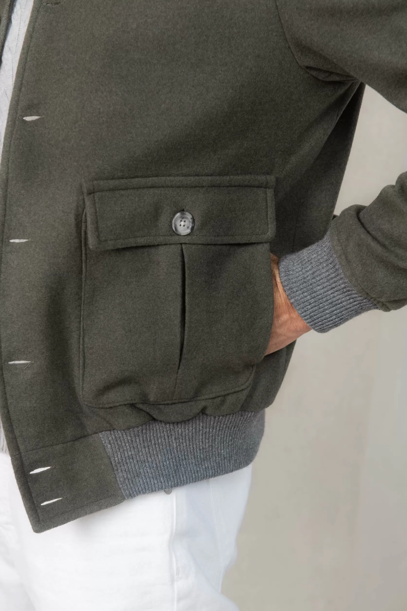 Blouson Aviateur En Flanelle De Laine Super 180's – Made In Italy>Pini Parma Clearance