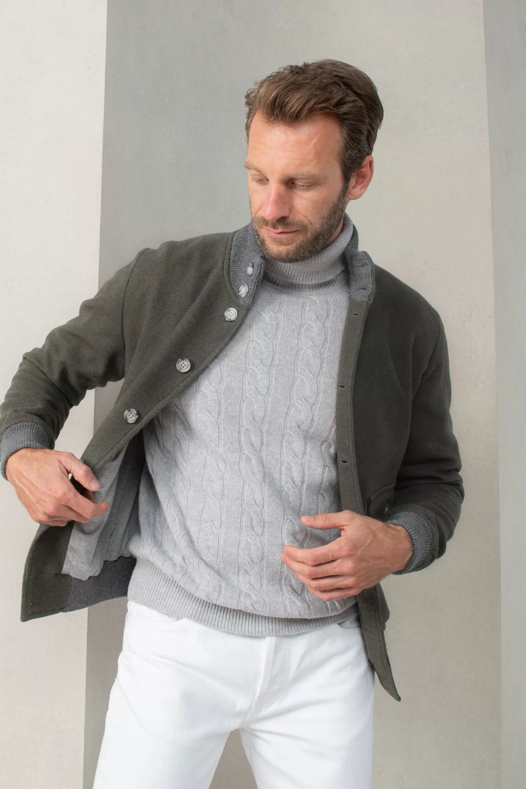 Blouson Aviateur En Flanelle De Laine Super 180's – Made In Italy>Pini Parma Clearance