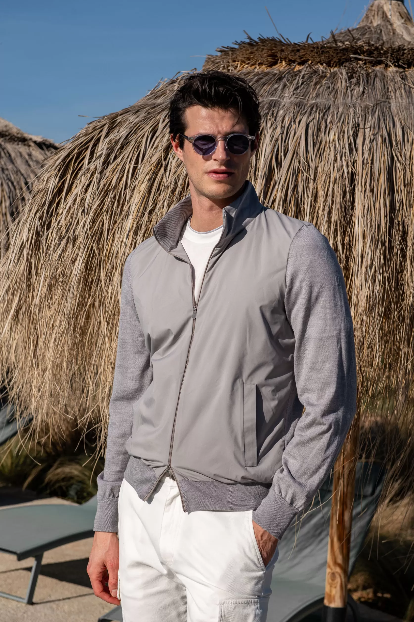 Blouson Aviateur En Tricot Et Nylon Clair – Made In Italy>Pini Parma Fashion