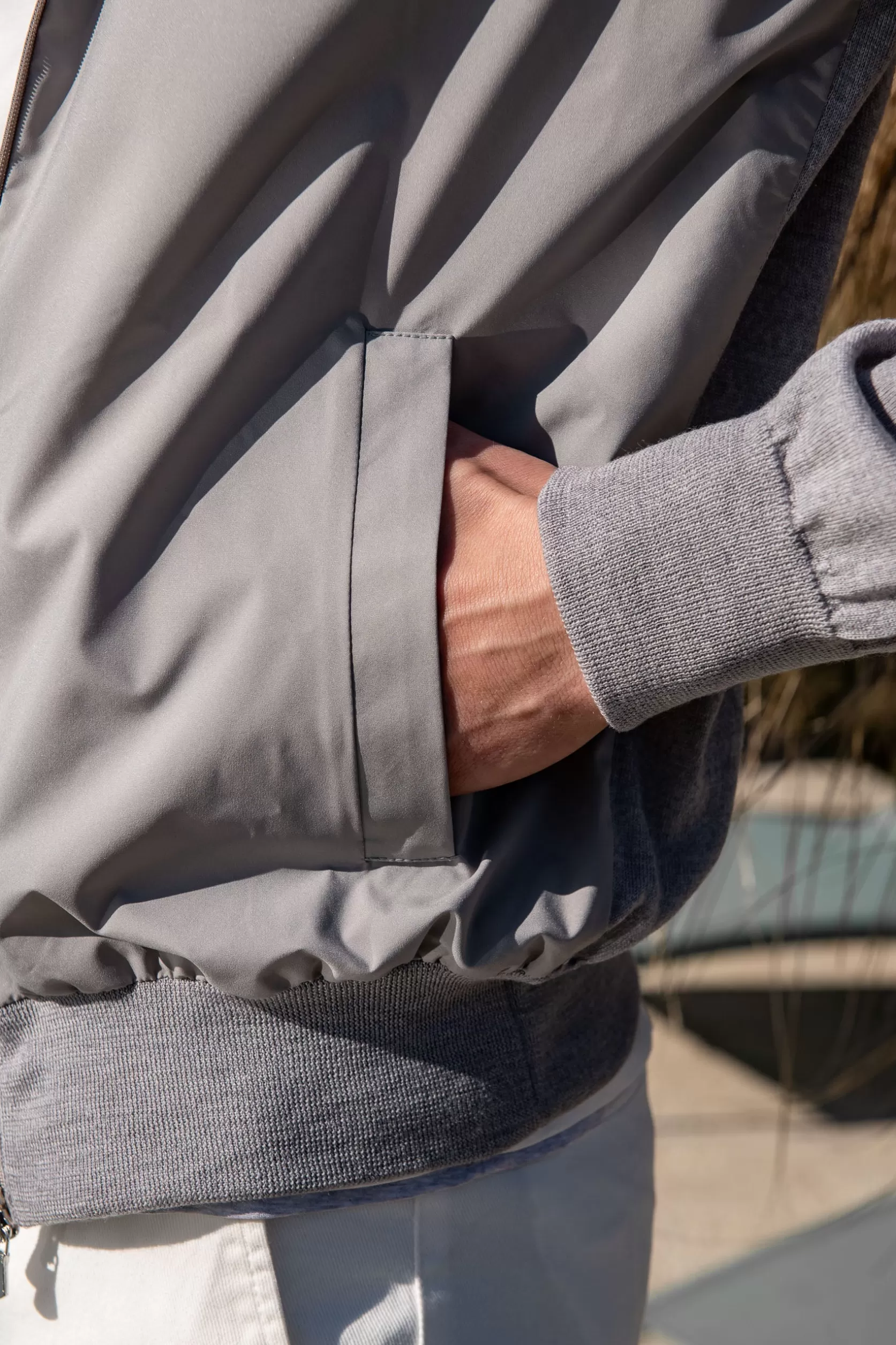 Blouson Aviateur En Tricot Et Nylon Clair – Made In Italy>Pini Parma Fashion