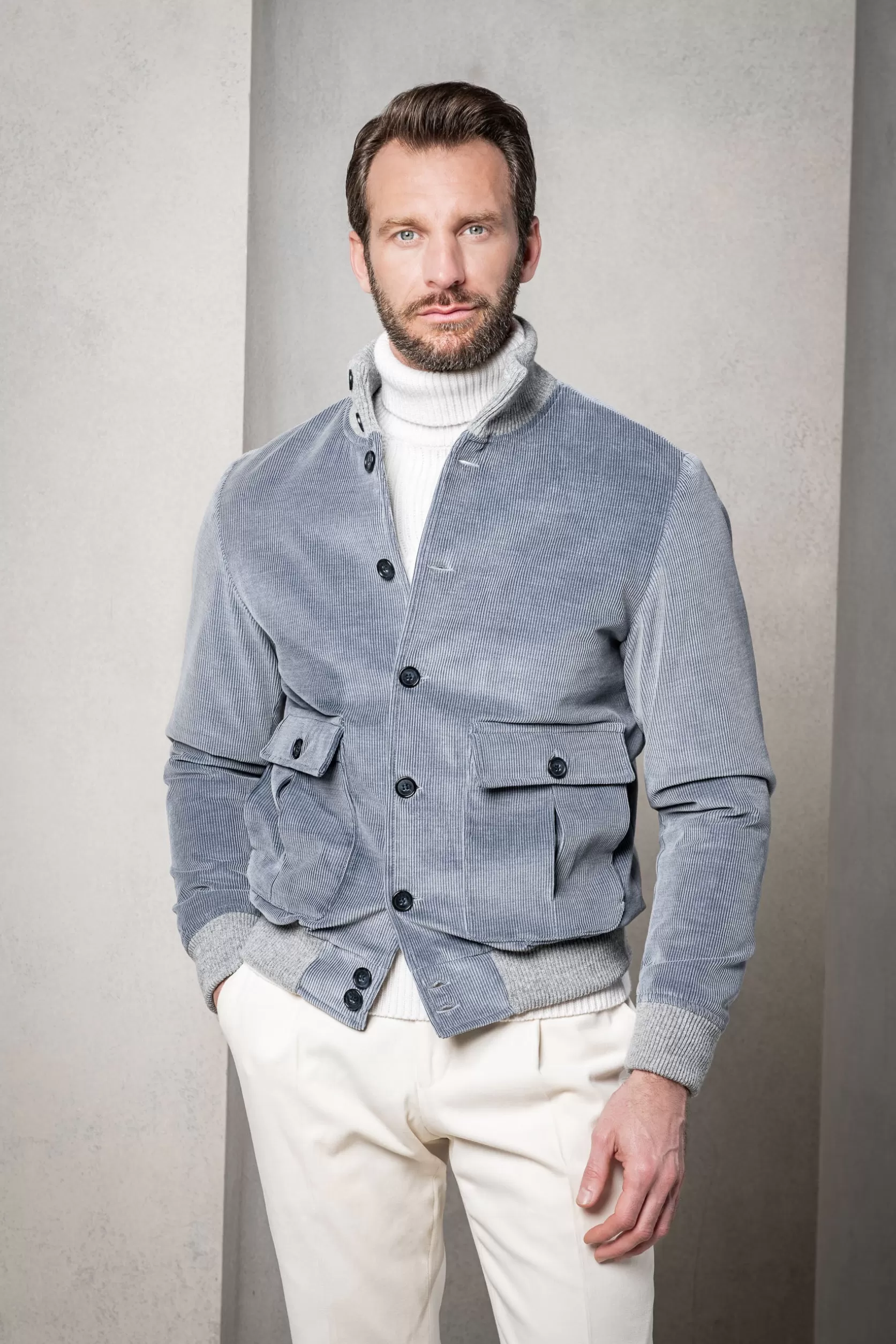 Blouson Aviateur En Velours Côtelé – Made In Italy>Pini Parma Fashion