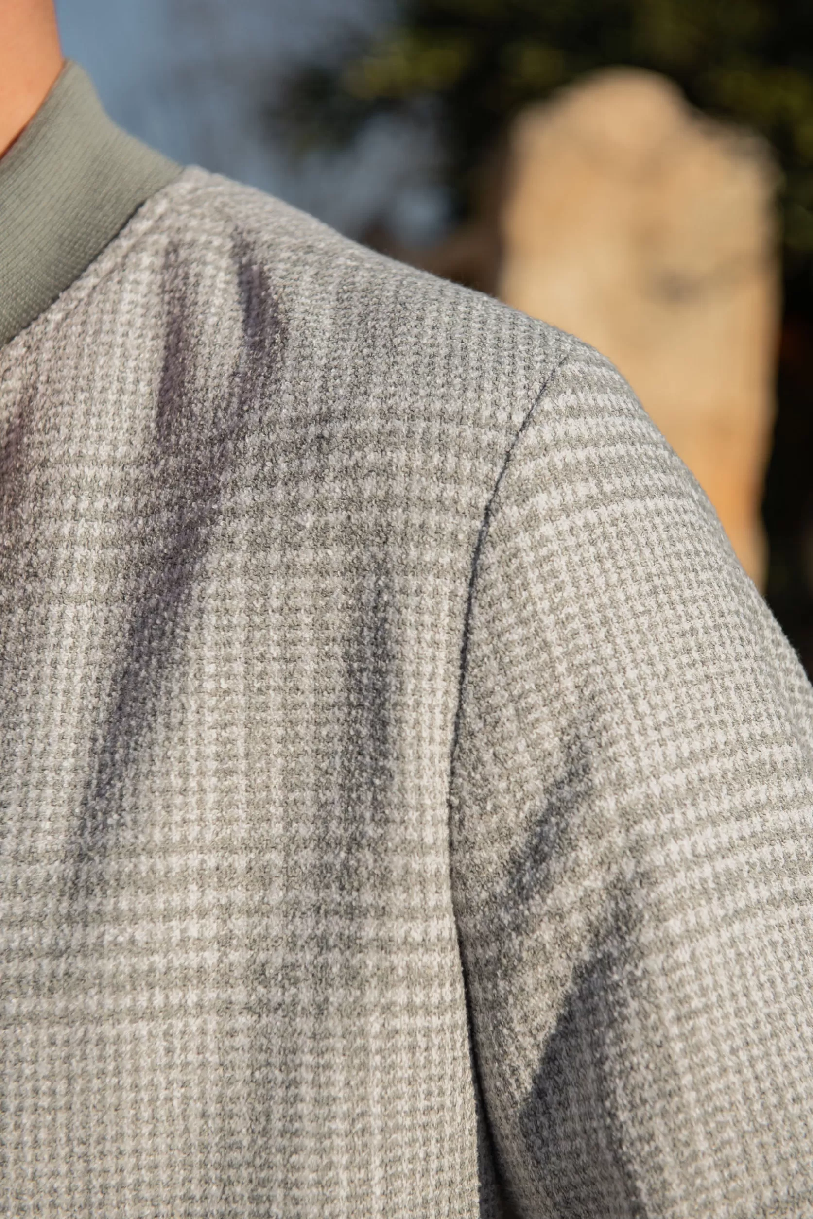 Blouson Aviateur Prince De Galles Gris Clair – Made In Italy>Pini Parma Flash Sale