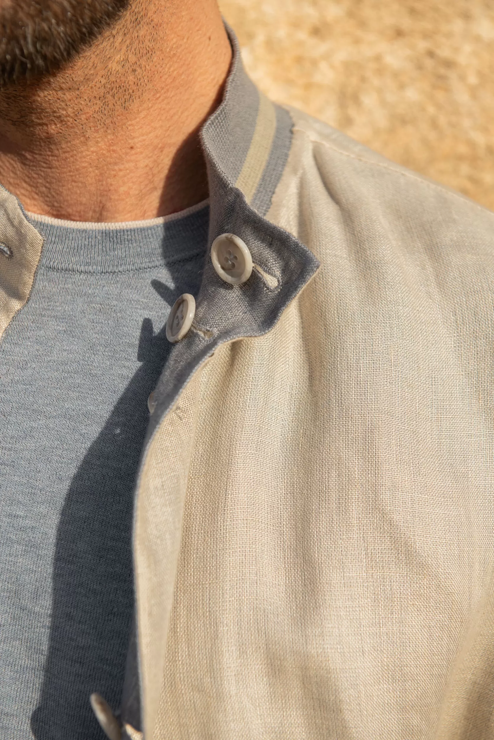 Blouson Aviateur Réversible Gris Ciel Et Beige – Made In Italy>Pini Parma Fashion