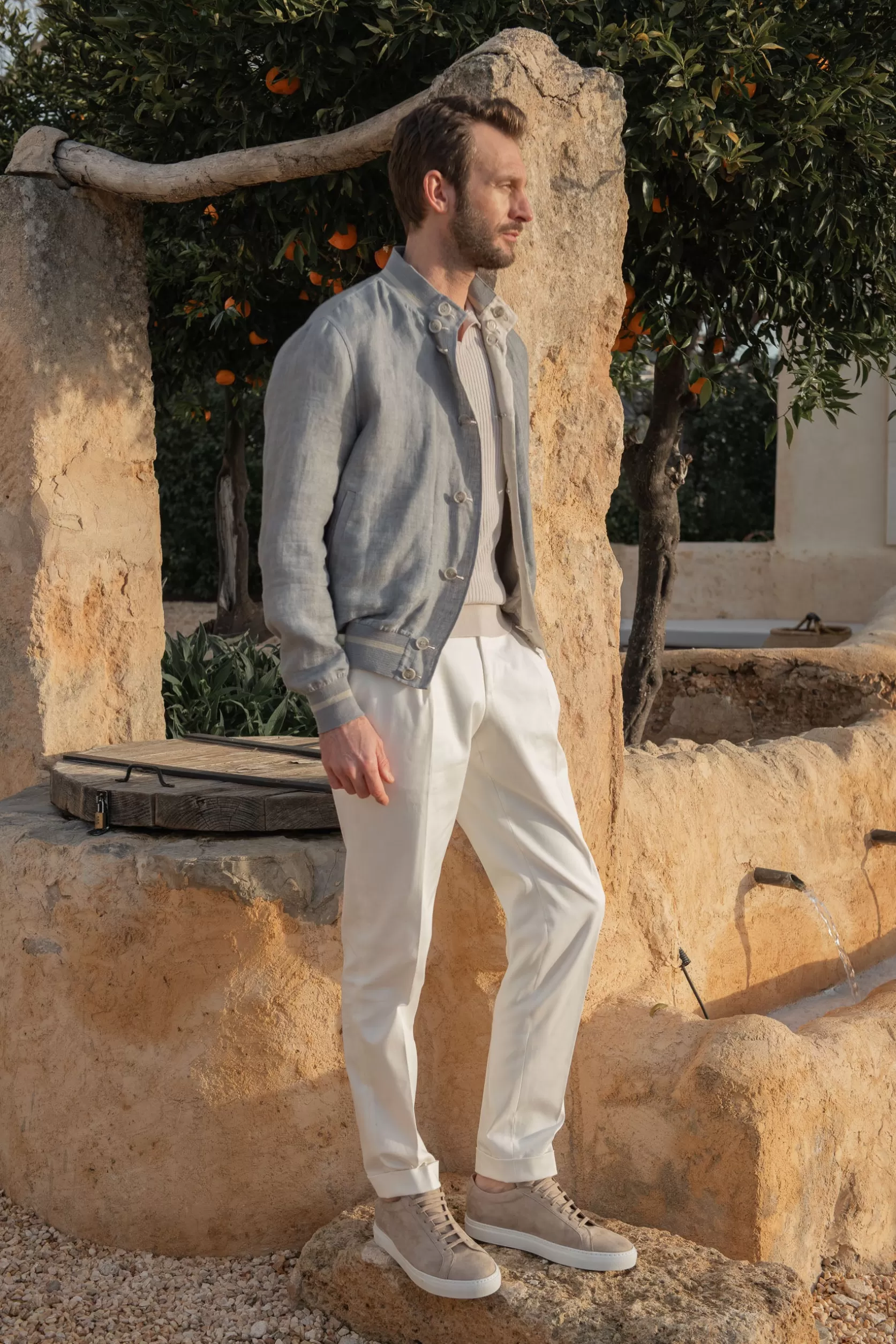 Blouson Aviateur Réversible Gris Ciel Et Beige – Made In Italy>Pini Parma Fashion