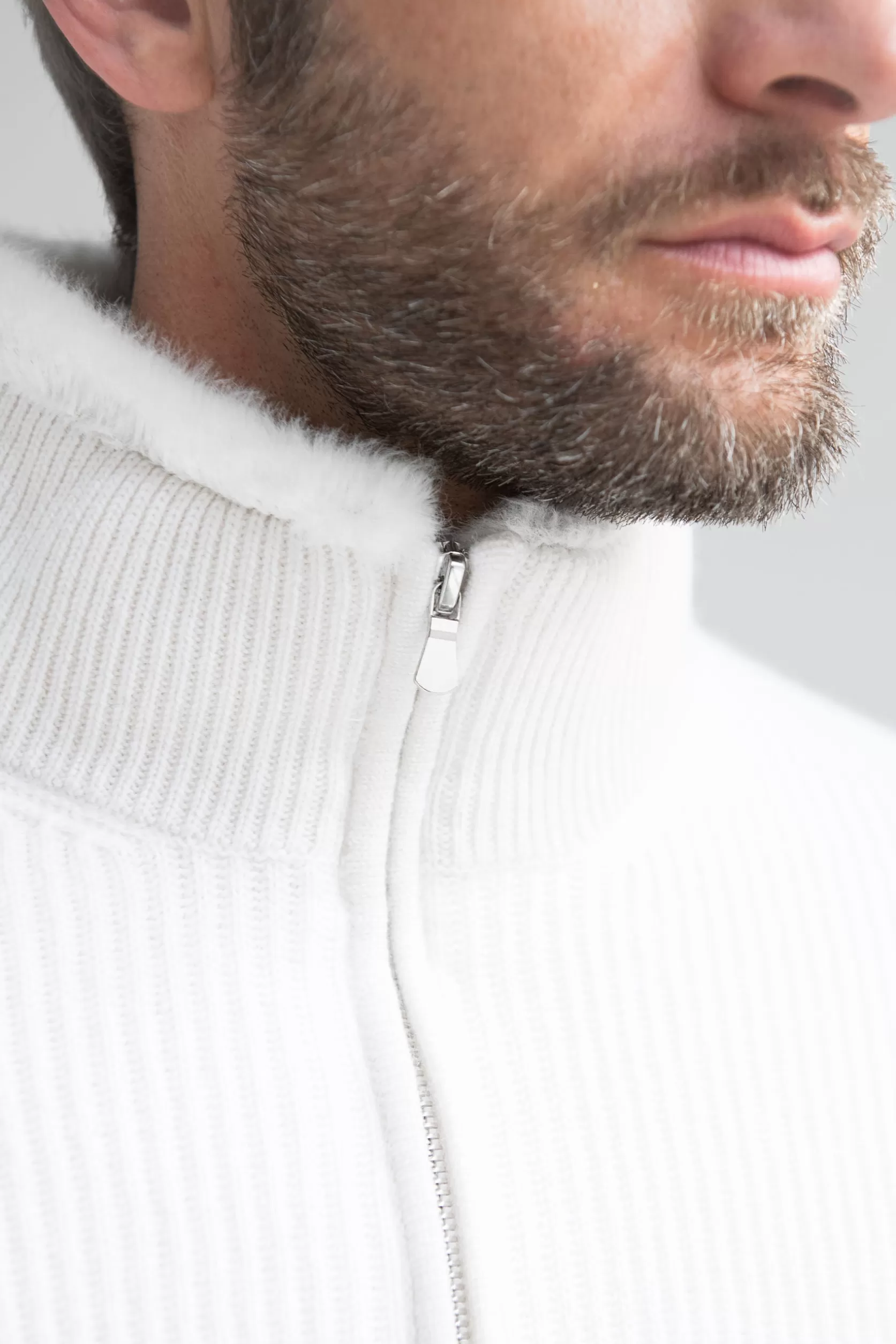 Bomber En Maille De Cachemire Blanc Cassé Cassé Avec Fourrure - Made In Italy>Pini Parma Cheap