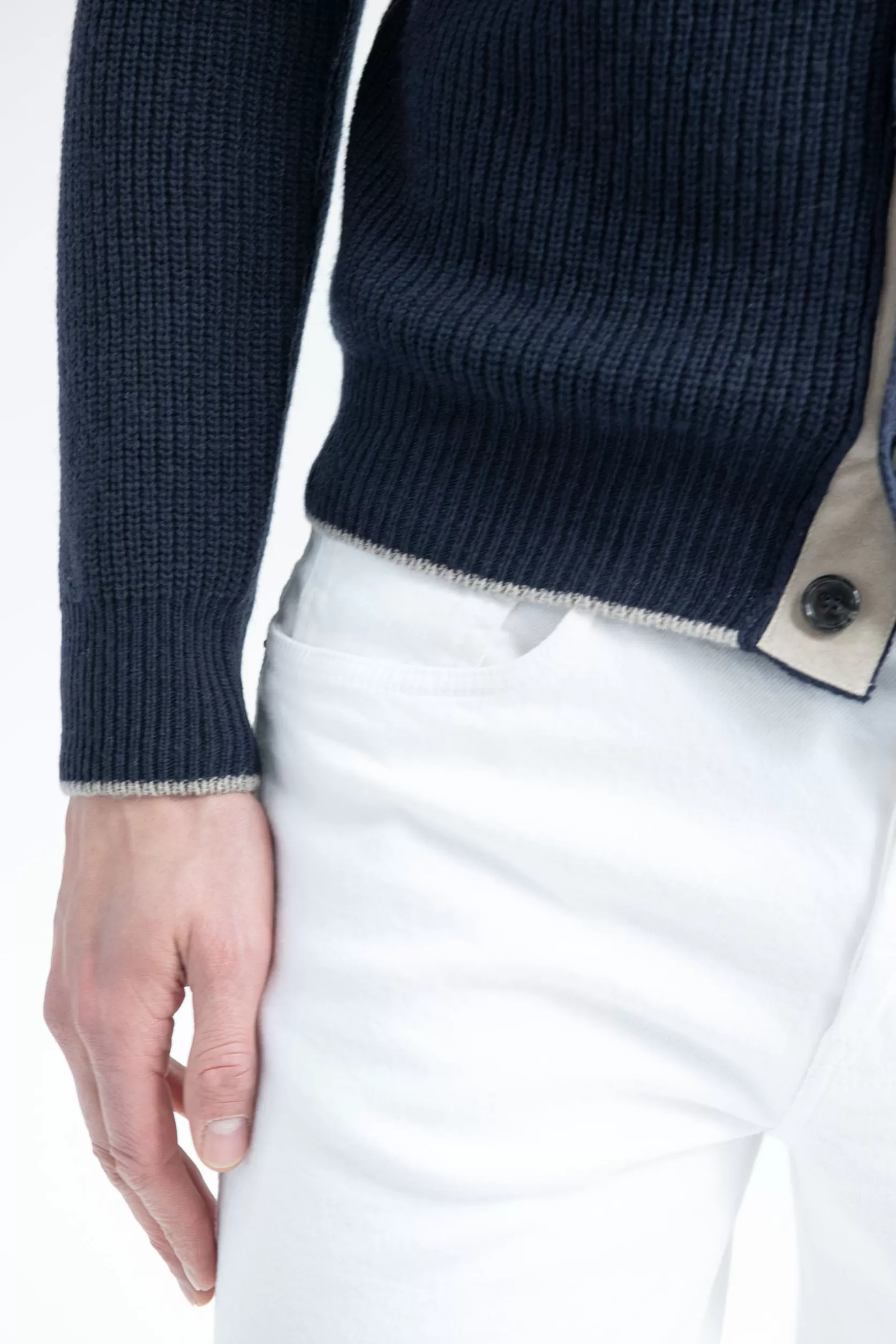 Cardigan Côtelé Bleu En Mélange De Cachemire – Made In Italy>Pini Parma Clearance