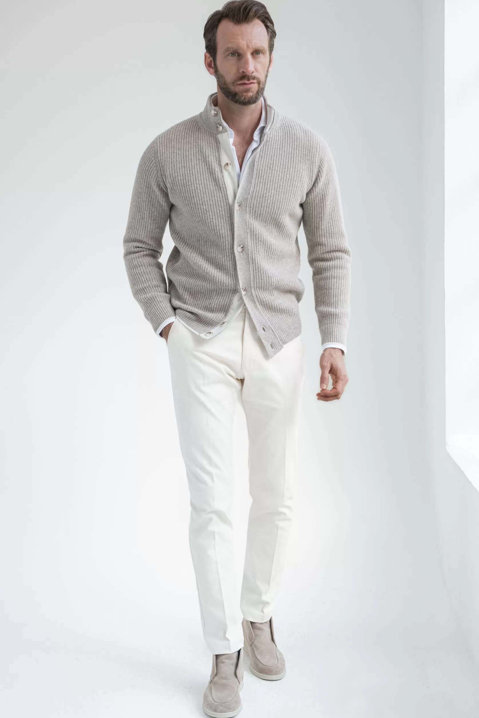 Cardigan Côtelé En Mélange De Cachemire – Made In Italy>Pini Parma Shop