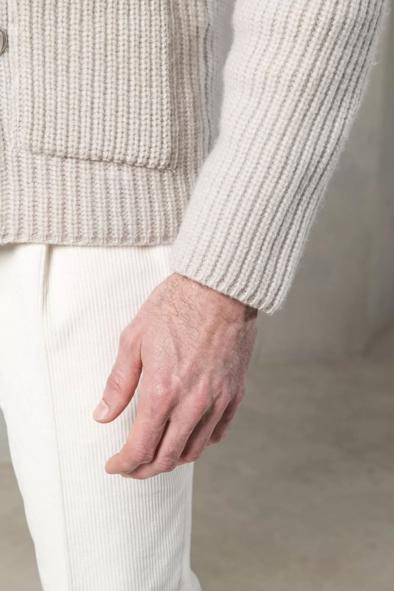Cardigan En Laine Et Cachemire Couleur Sable - Made In Italy>Pini Parma Sale