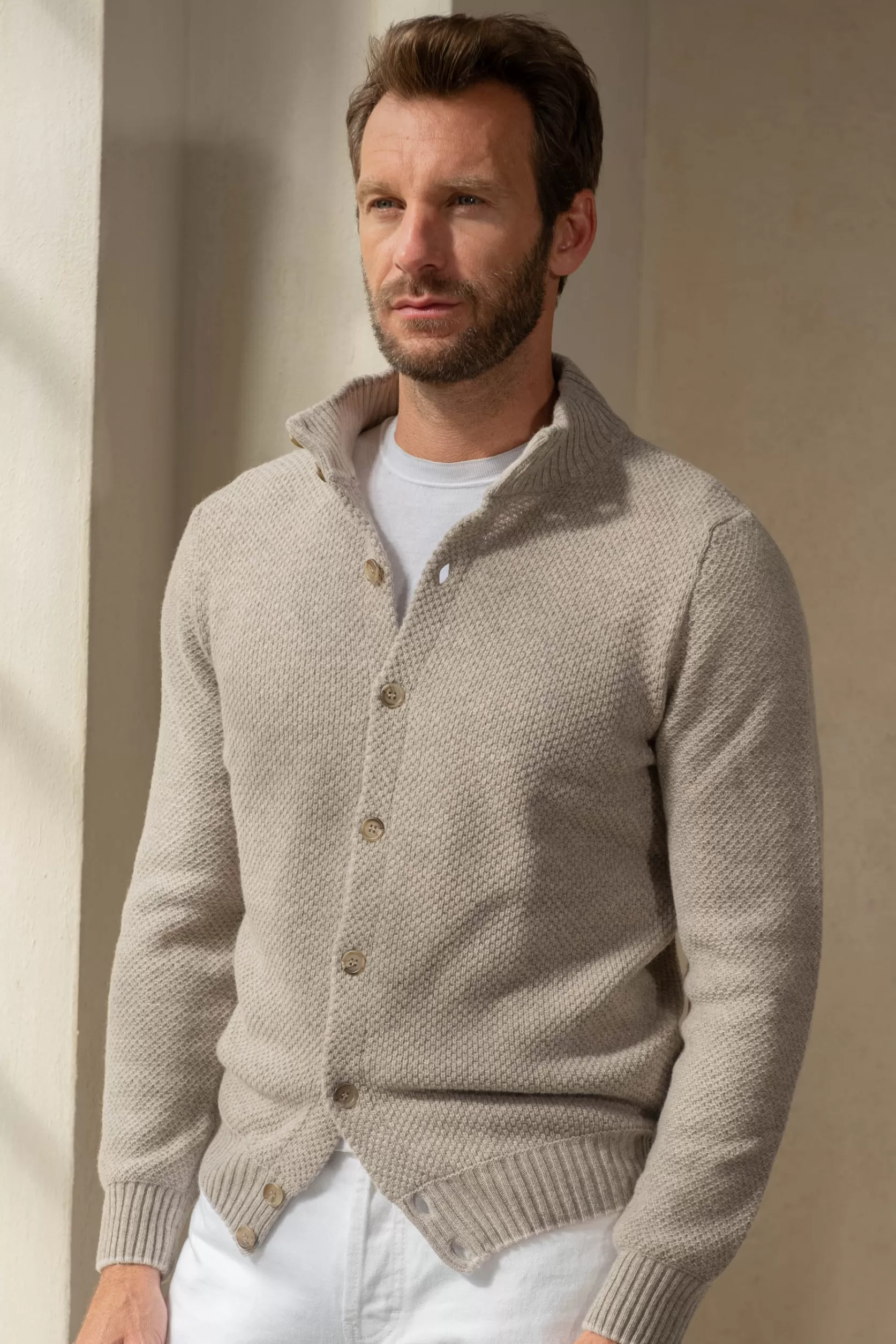 Cardigan En Mélange De Cachemire Texturé – Made In Italy>Pini Parma Best Sale