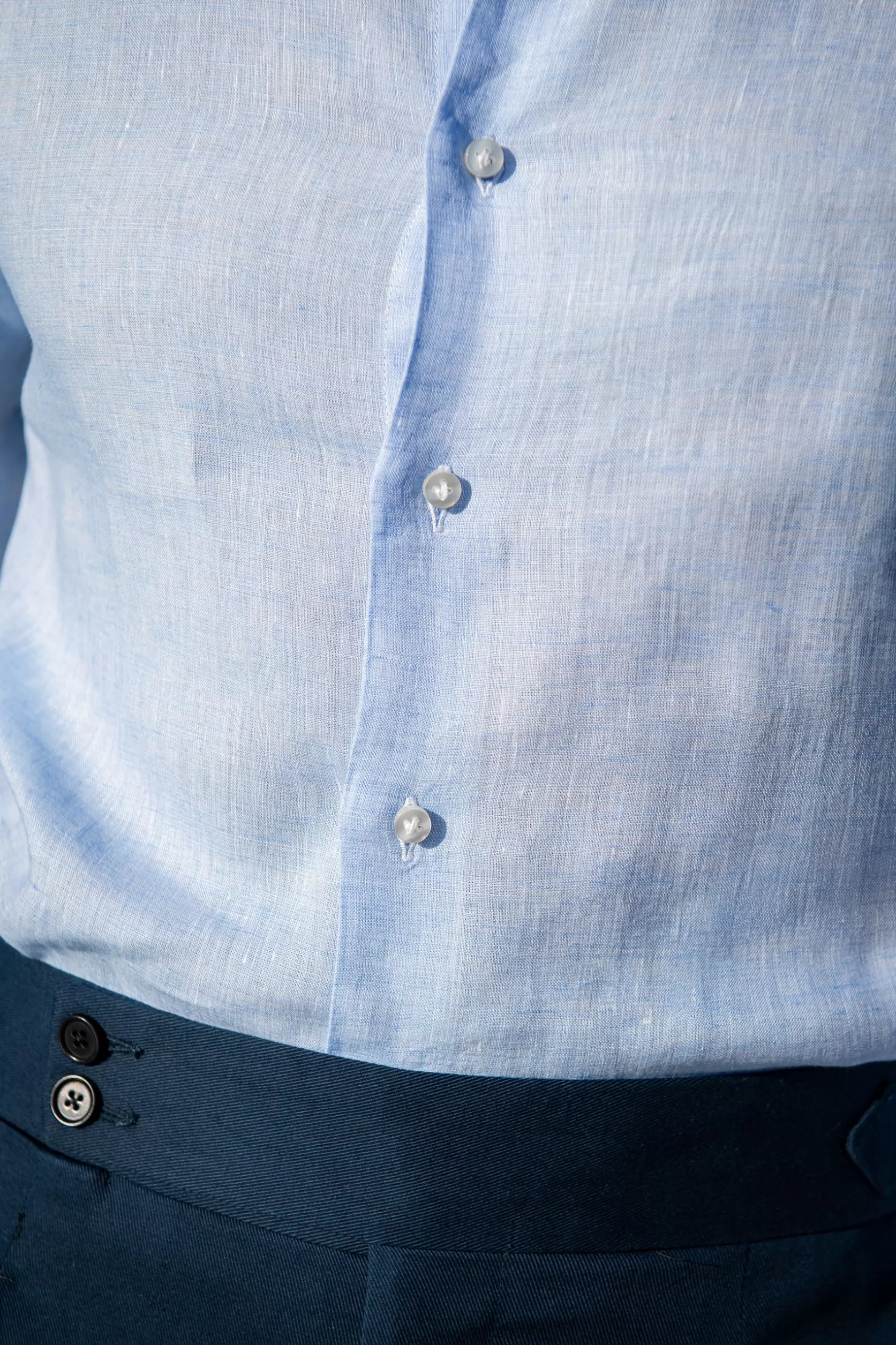 Chemise à Col Boutonné En Lin - Made In Italy>Pini Parma Best