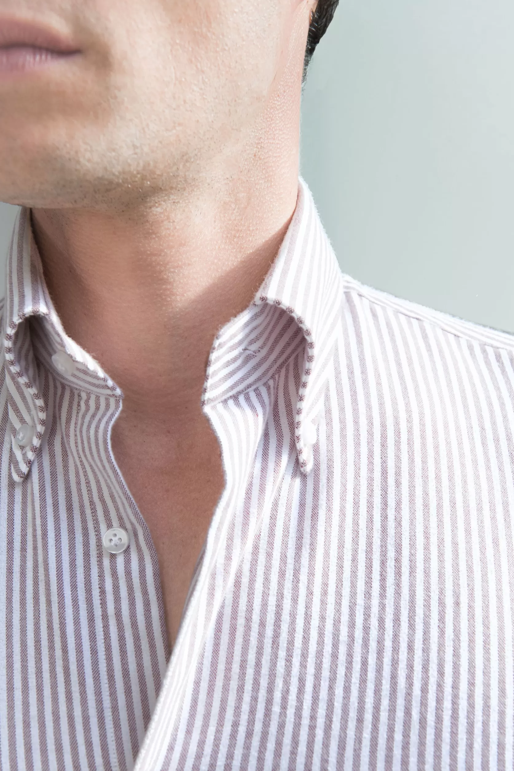 Chemise à Col Boutonné En Tissu Oxford Doux à Rayures Rouges - Fabriquée En Italie>Pini Parma Best
