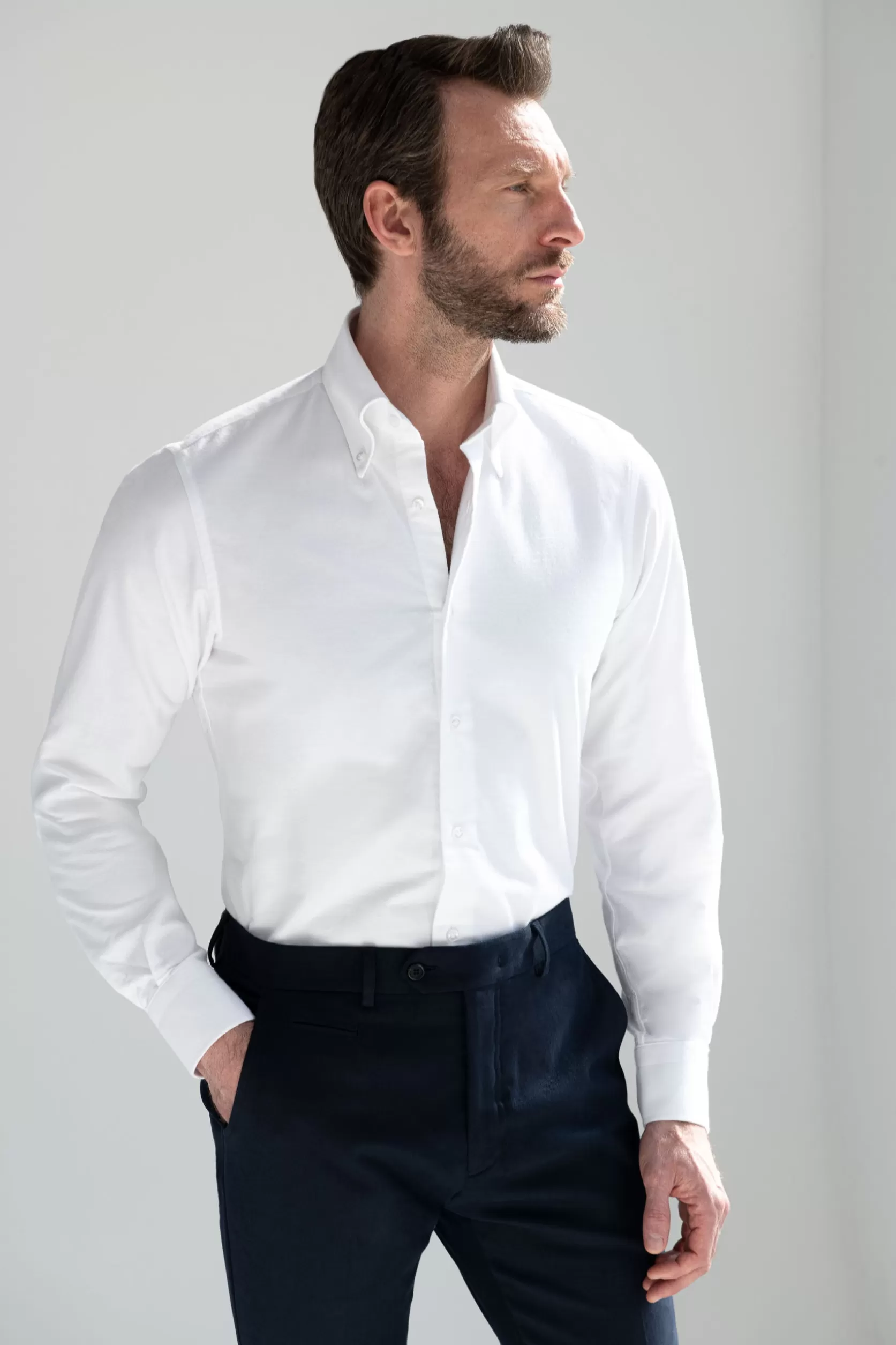 Chemise à Col Boutonné Tissu Oxford Doux - Fabriquée En Italie>Pini Parma Shop