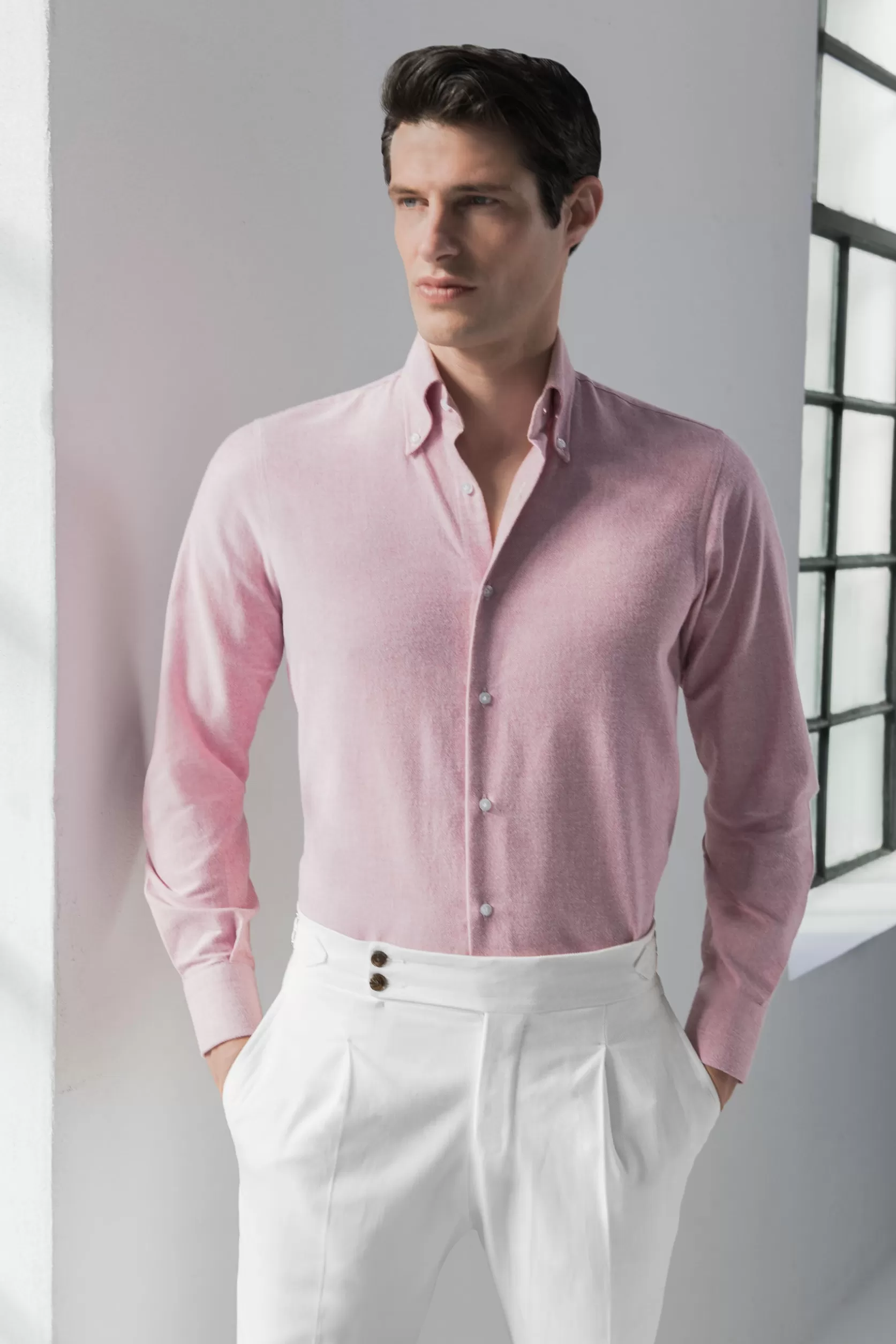 Chemise à Col Boutonné Tissu Oxford Doux Rouge - Fabriquée En Italie>Pini Parma Cheap