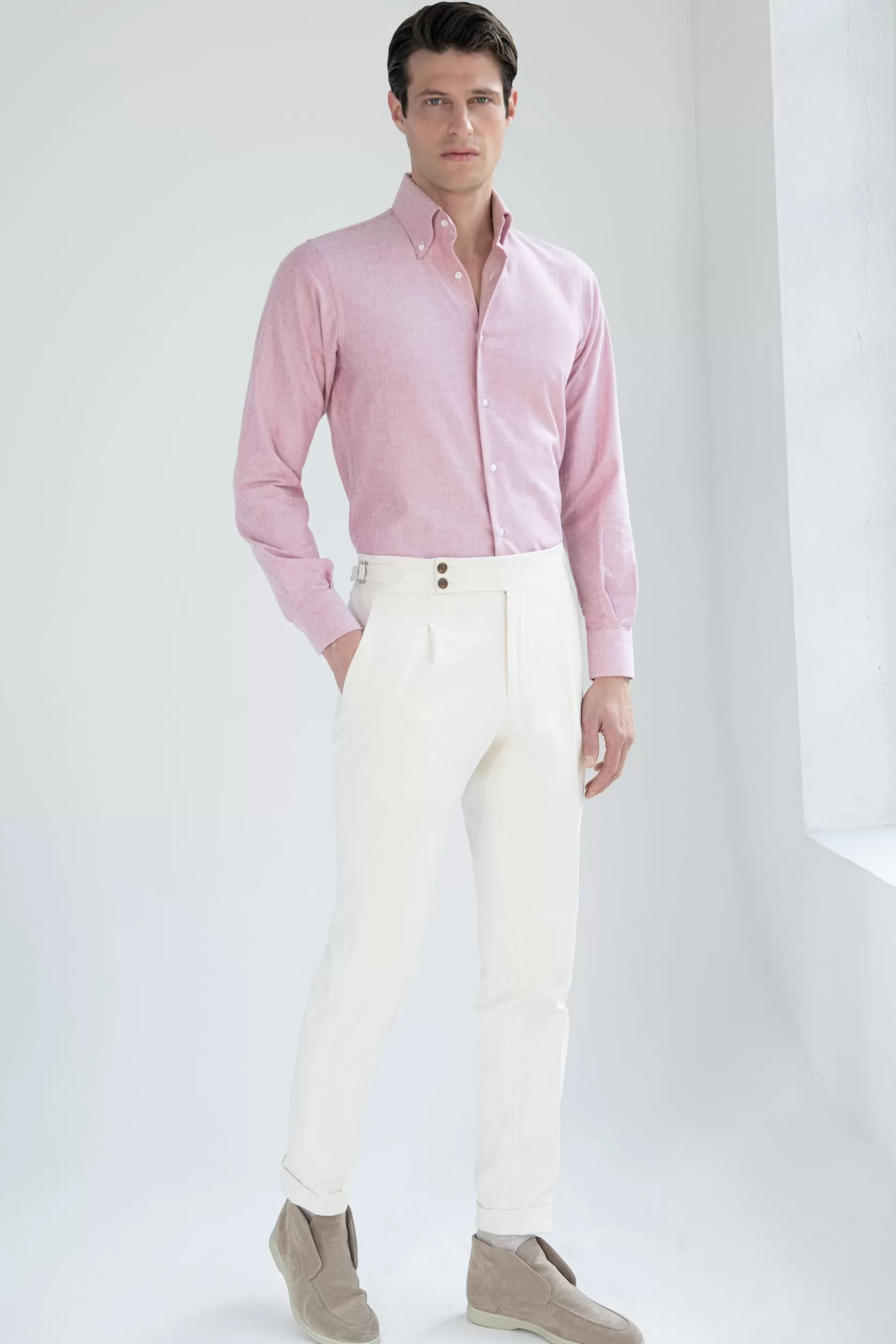 Chemise à Col Boutonné Tissu Oxford Doux Rouge - Fabriquée En Italie>Pini Parma Cheap