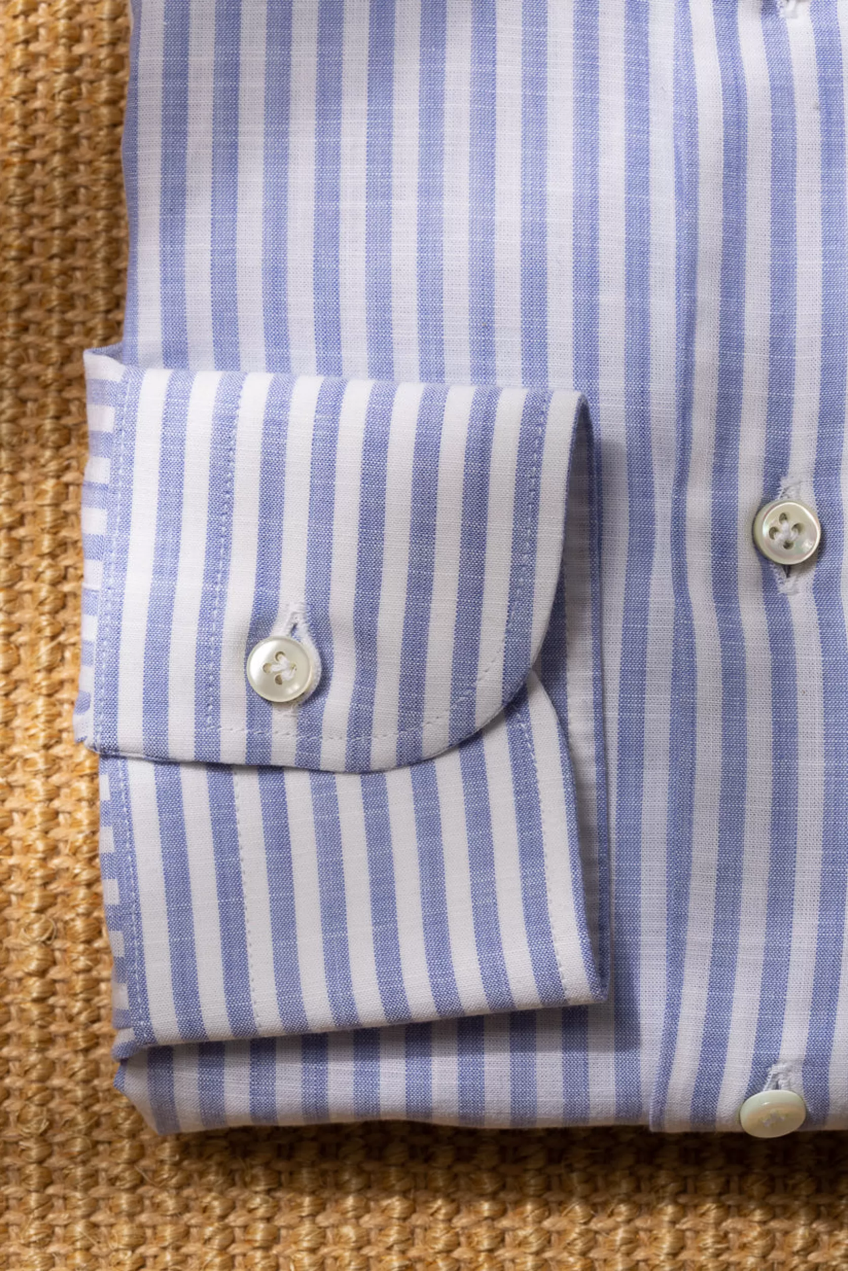 Chemise Boutonnée à Rayures Bleu Clair « Collection Sartoriale » - Made In Italy>Pini Parma Store