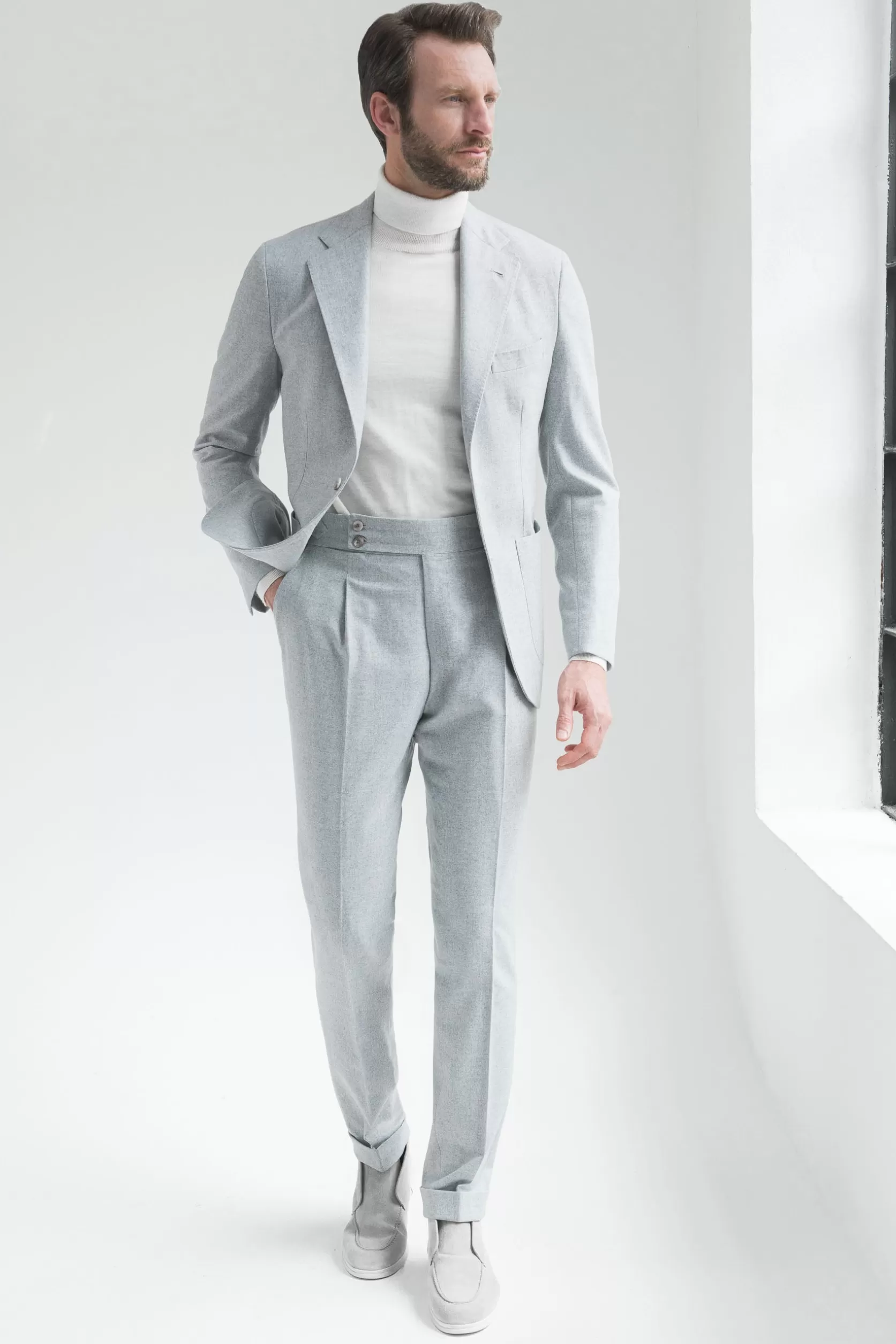 Costume Bleu Clair En Laine Et Cachemire à Chevrons – Made In Italy>Pini Parma Best