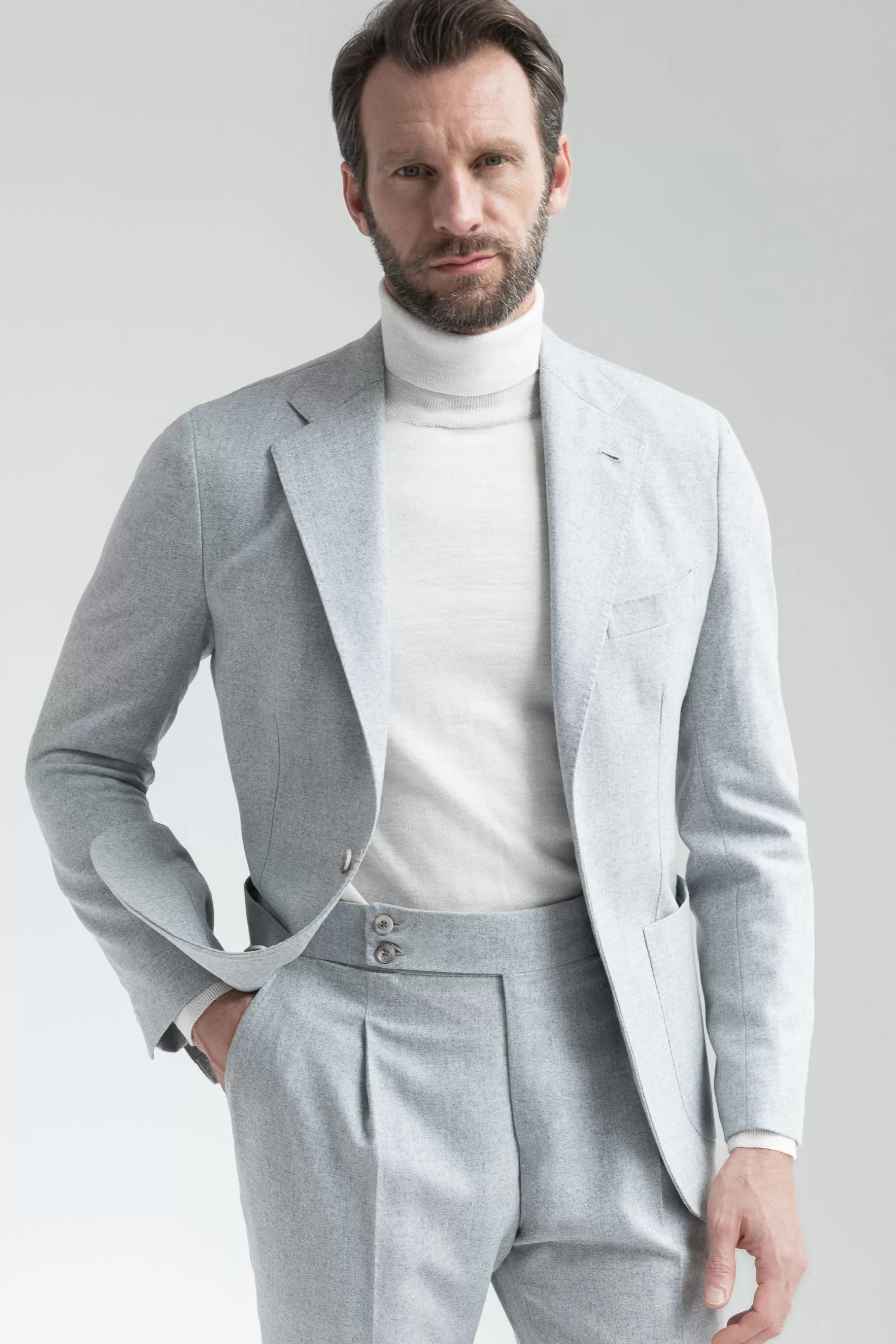 Costume Bleu Clair En Laine Et Cachemire à Chevrons – Made In Italy>Pini Parma Best
