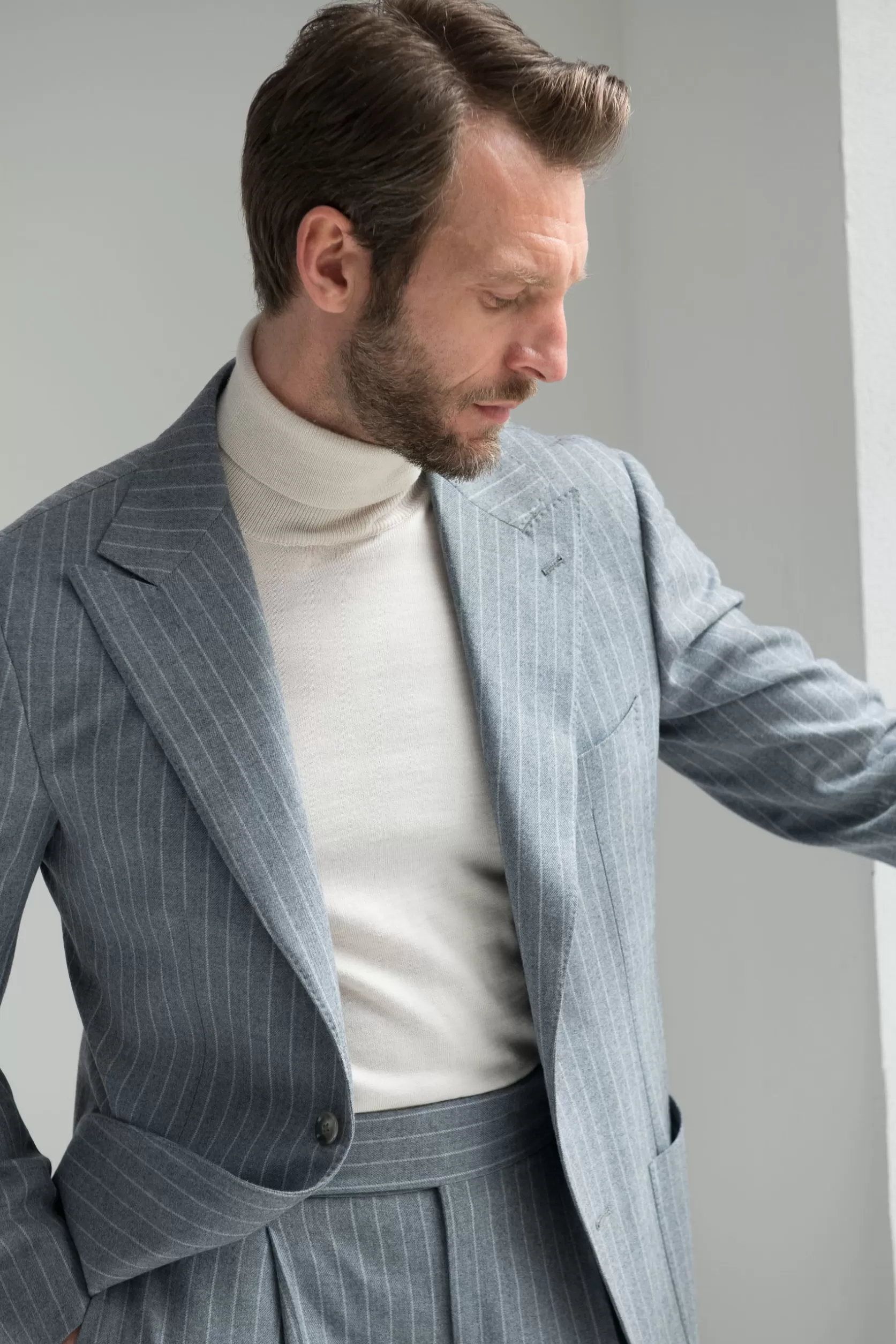 Costume Bleu Rayé En Laine Super 130's - Made In Italy>Pini Parma Cheap