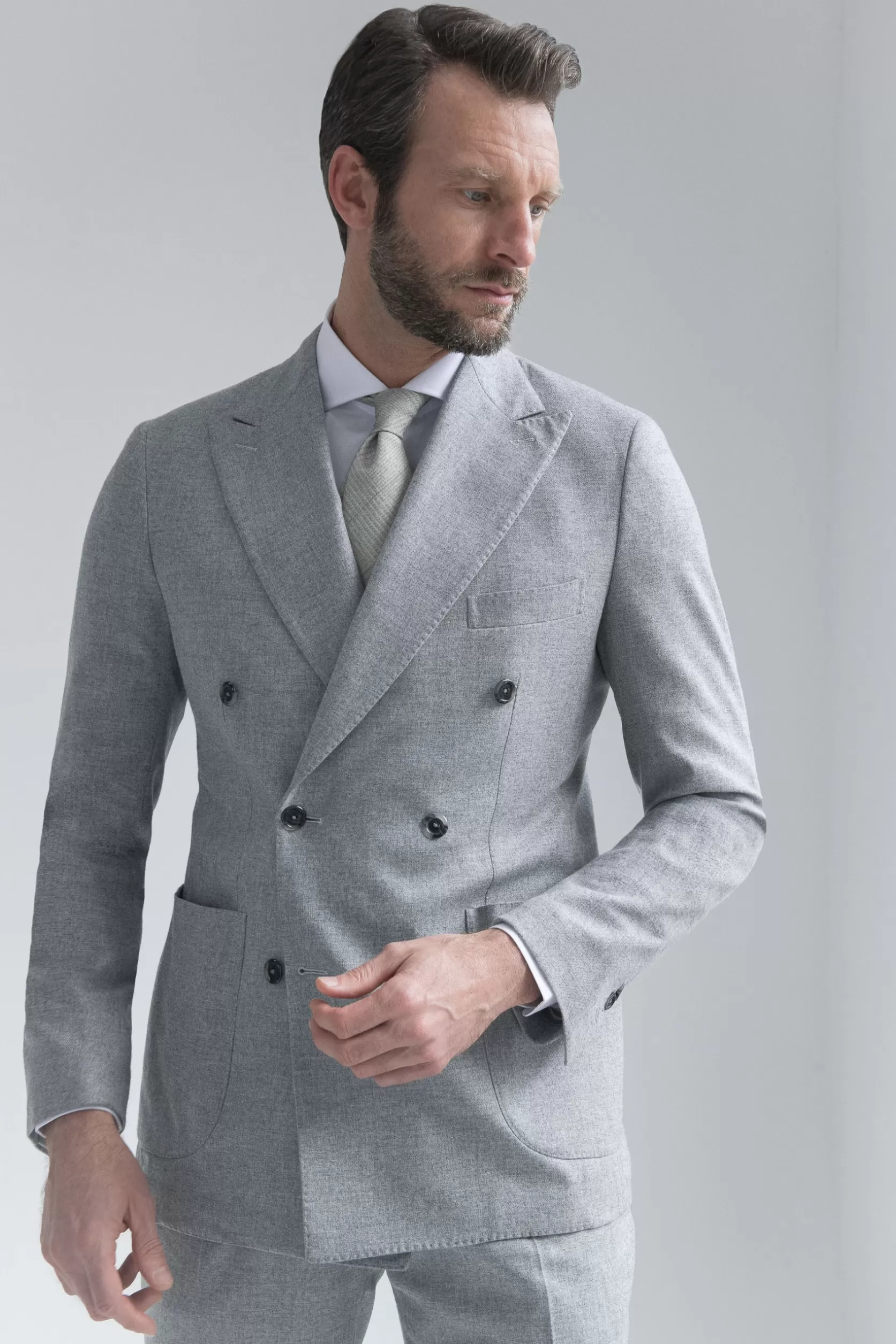 Costume Croisé Gris En Laine Et Cachemire - Made In Italy>Pini Parma Fashion