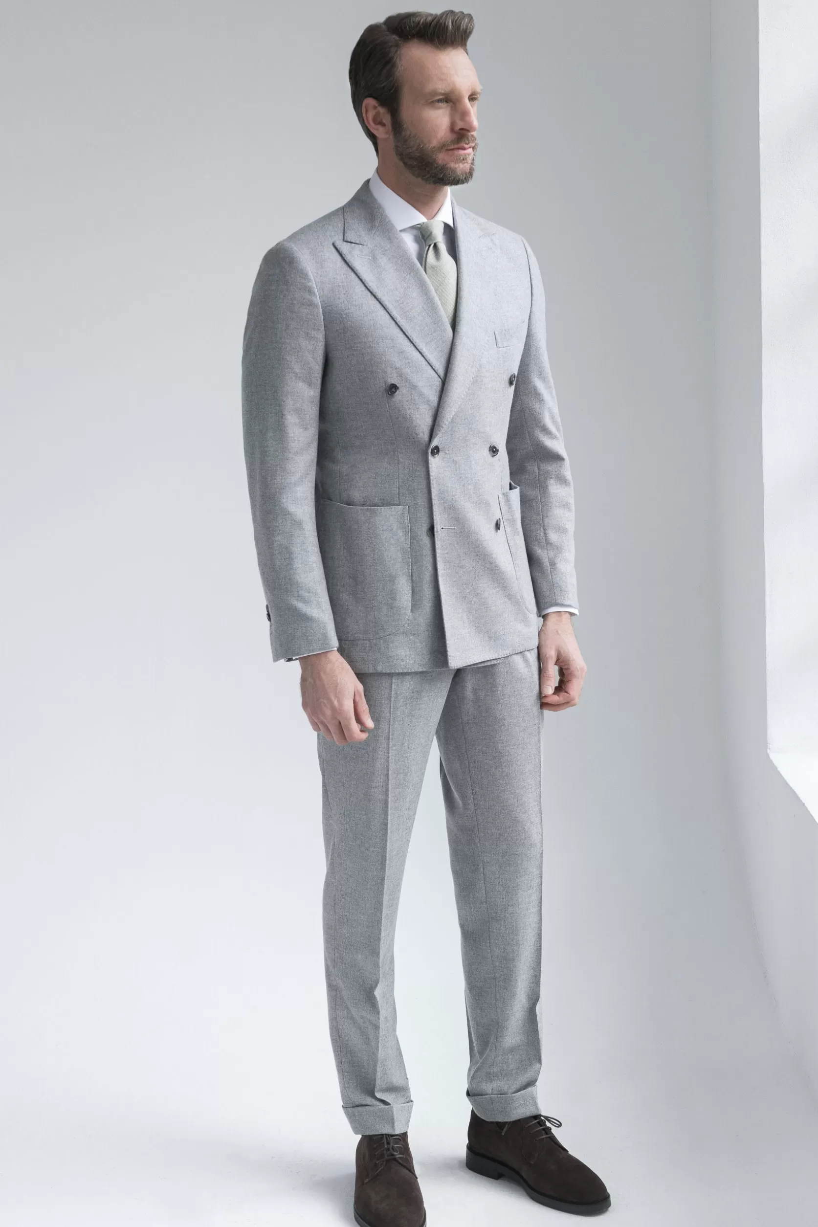 Costume Croisé Gris En Laine Et Cachemire - Made In Italy>Pini Parma Fashion