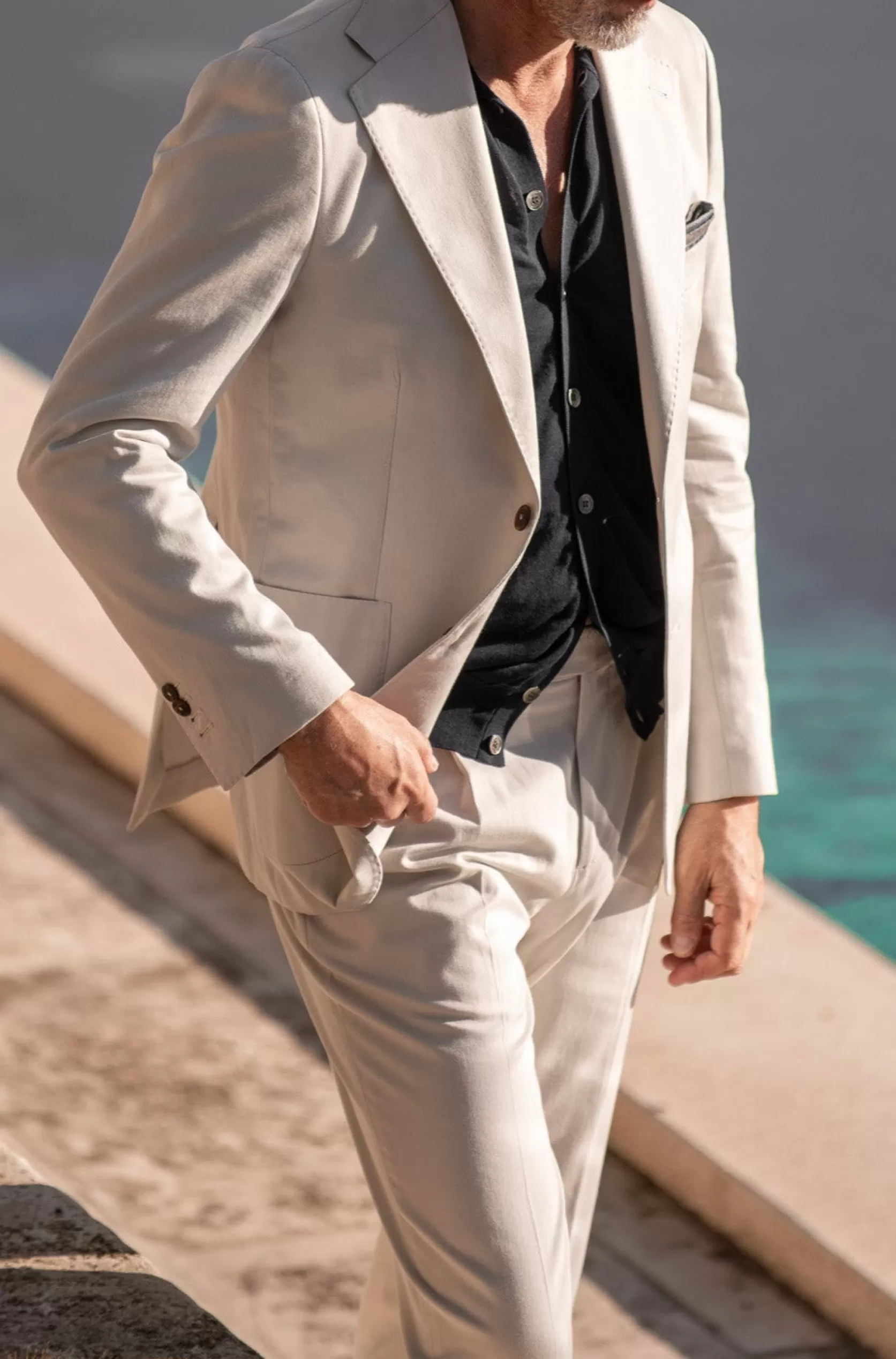 Costume En Coton Et Cachemire Blanc Cassé - Made In Italy>Pini Parma Fashion