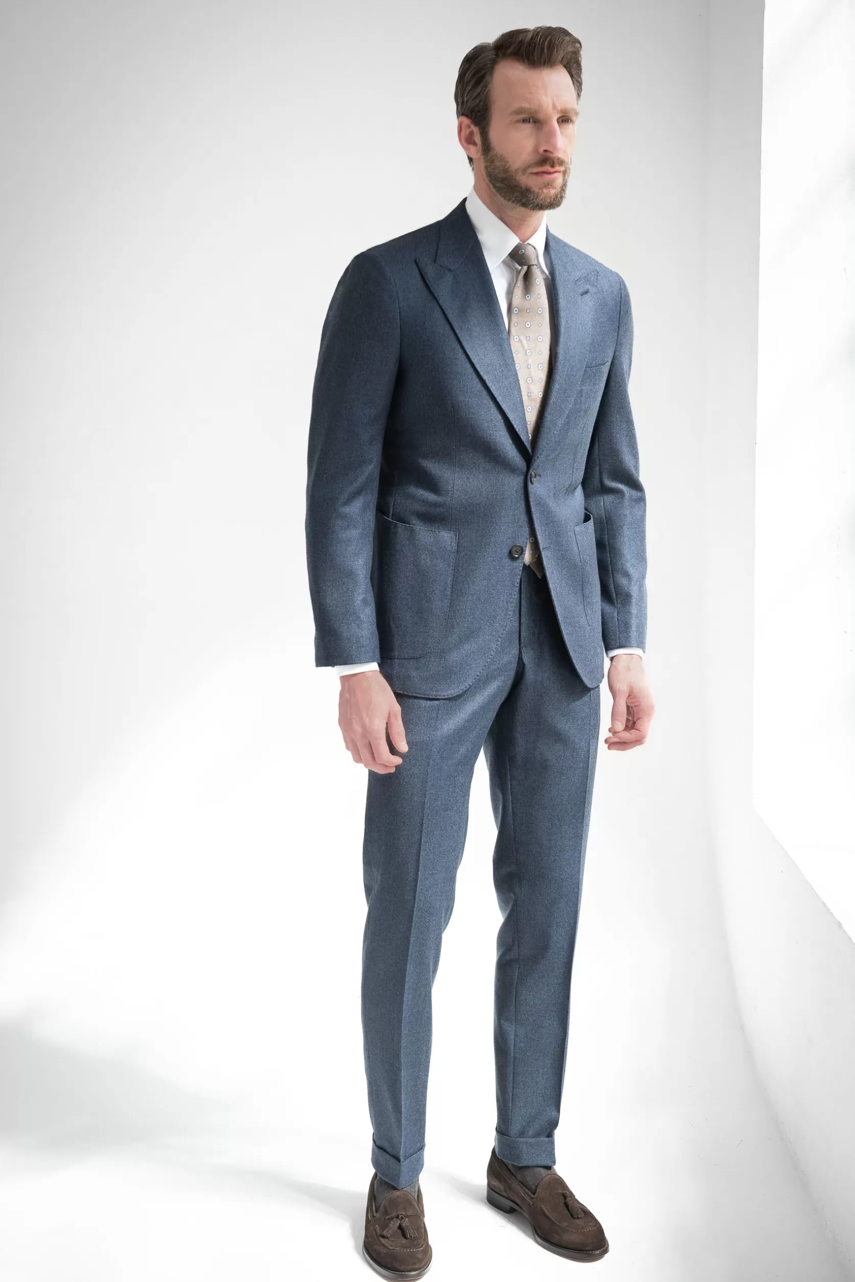 Costume Pied-de-poule Bleu " Collection Capsule Soragna " - Made In Italy>Pini Parma Clearance