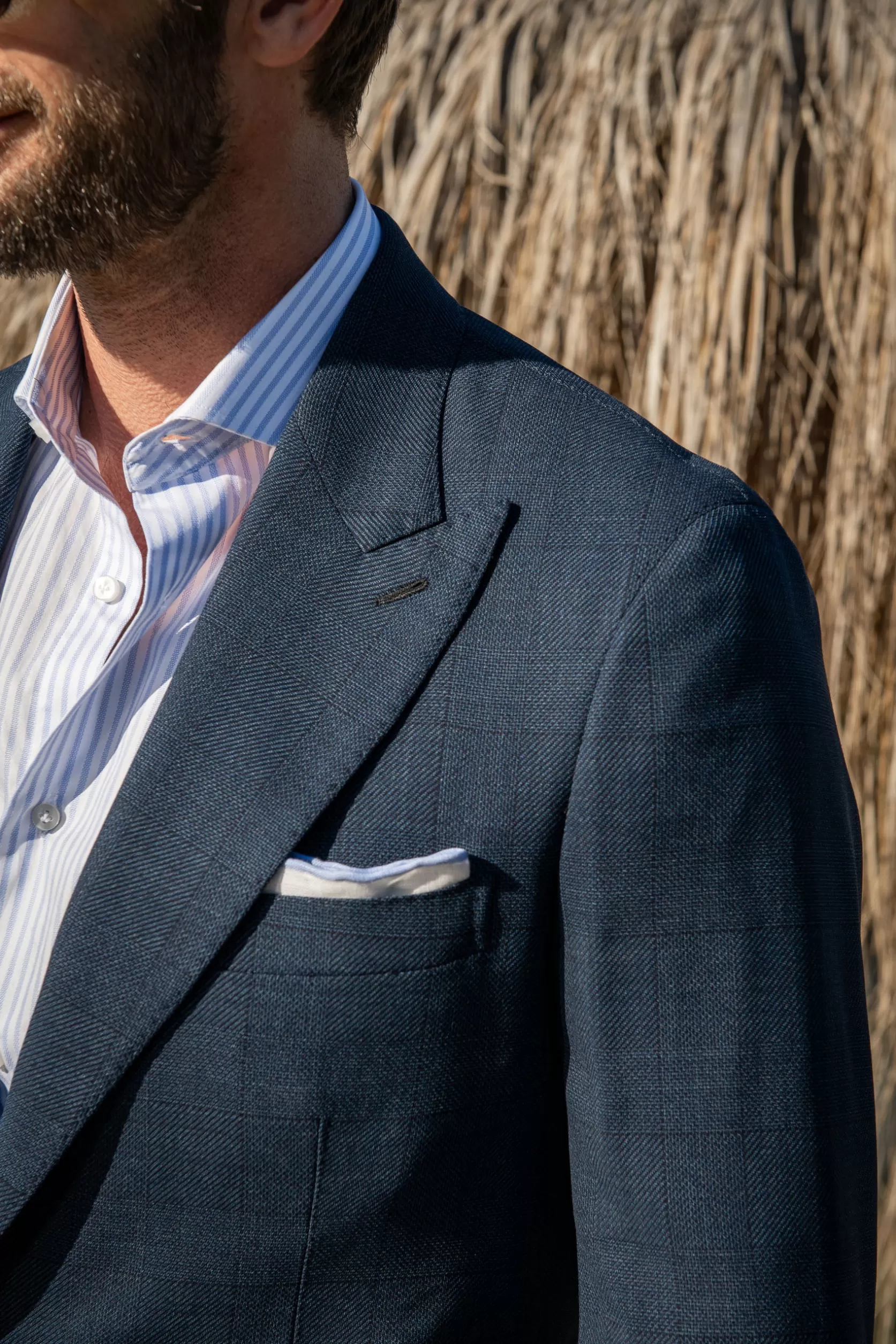 Costume Prince De Galles Bleu En Laine Loro Piana " Soragna Capsule Collection" - Made In Italy>Pini Parma Discount