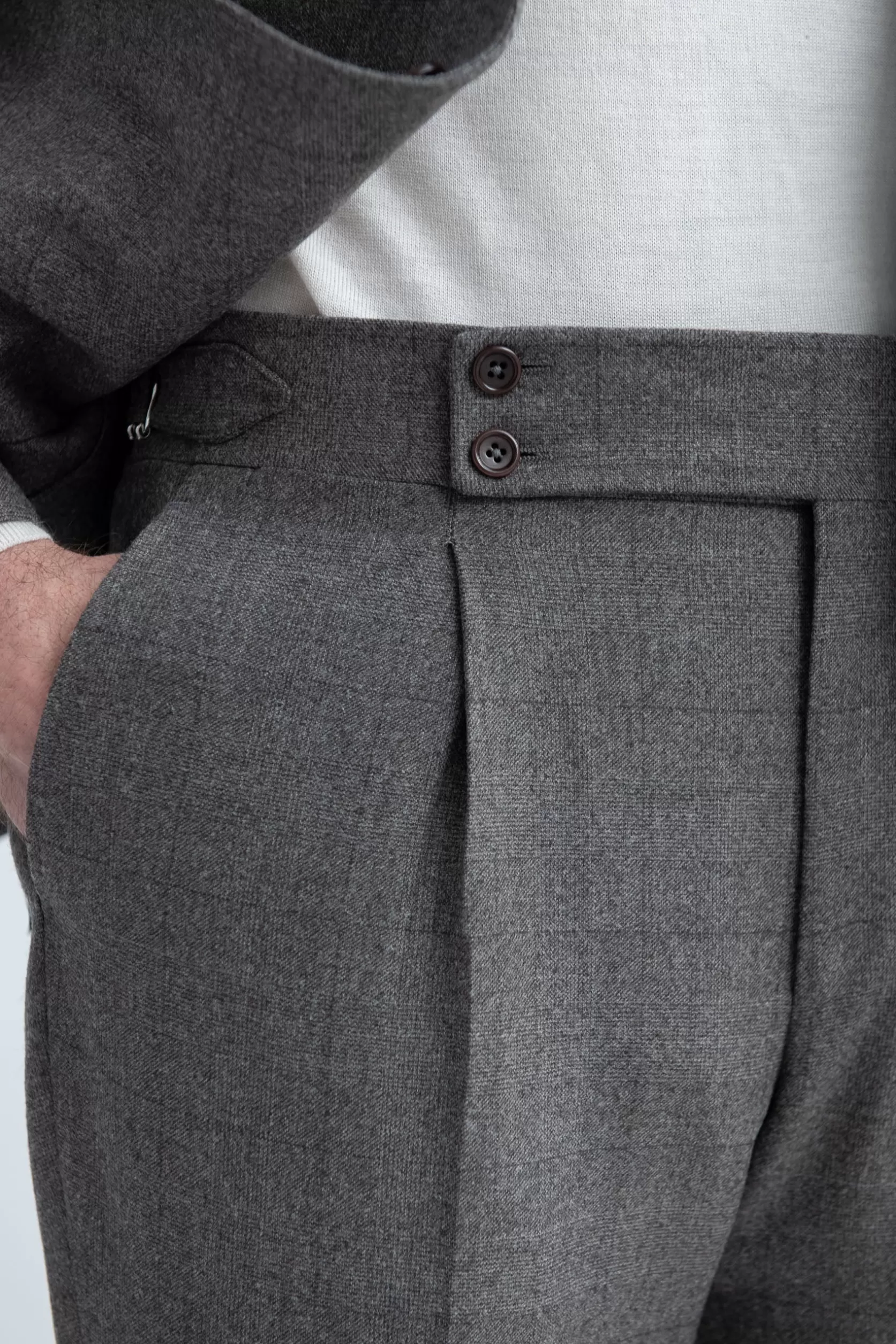 Costume Prince De Galles Taupe En Laine Loro Piana - Made In Italy>Pini Parma Hot