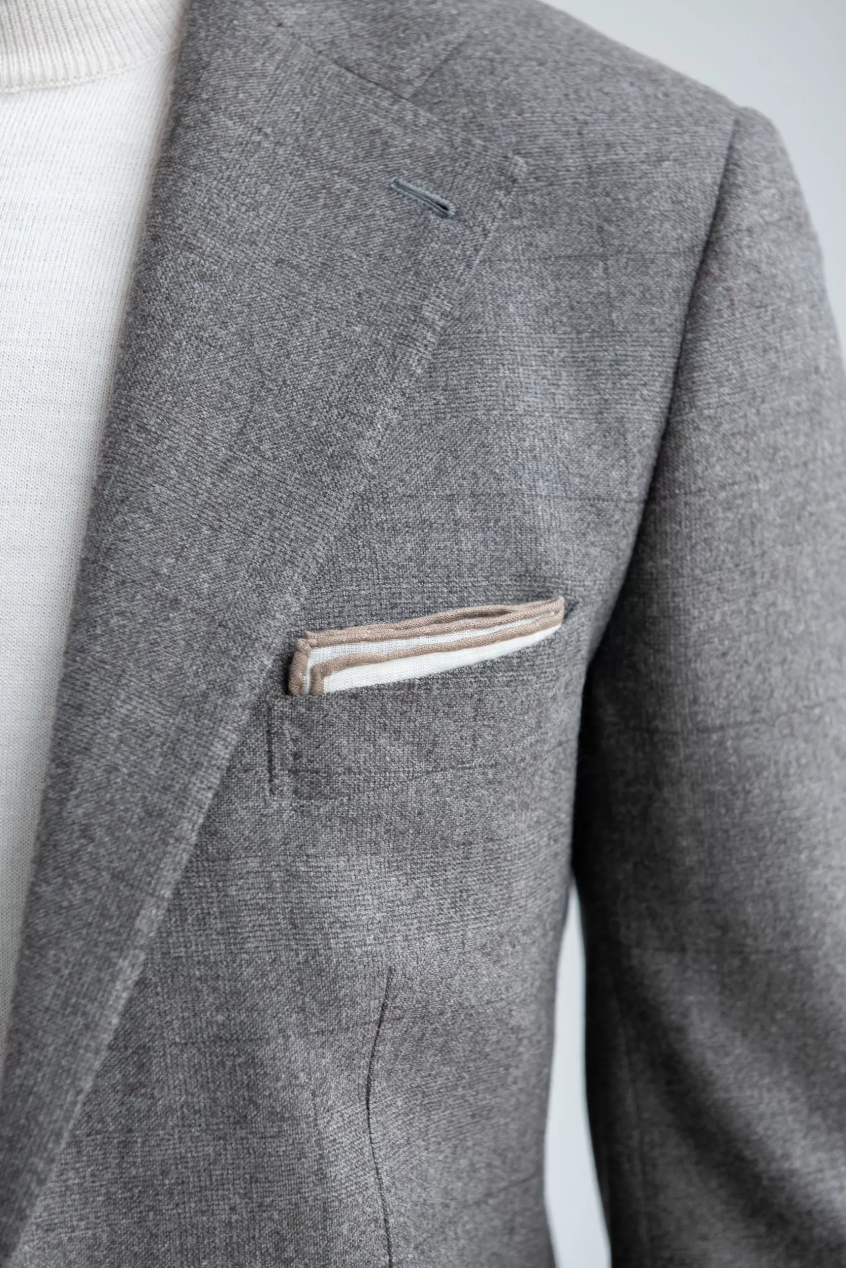 Costume Prince De Galles Taupe En Laine Loro Piana - Made In Italy>Pini Parma Hot