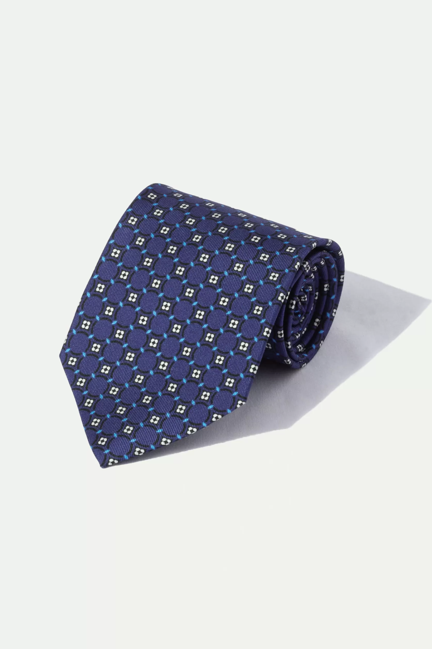 Cravate Fantaisie En Soie Imprimée Bleu - Made In Italy>Pini Parma Discount