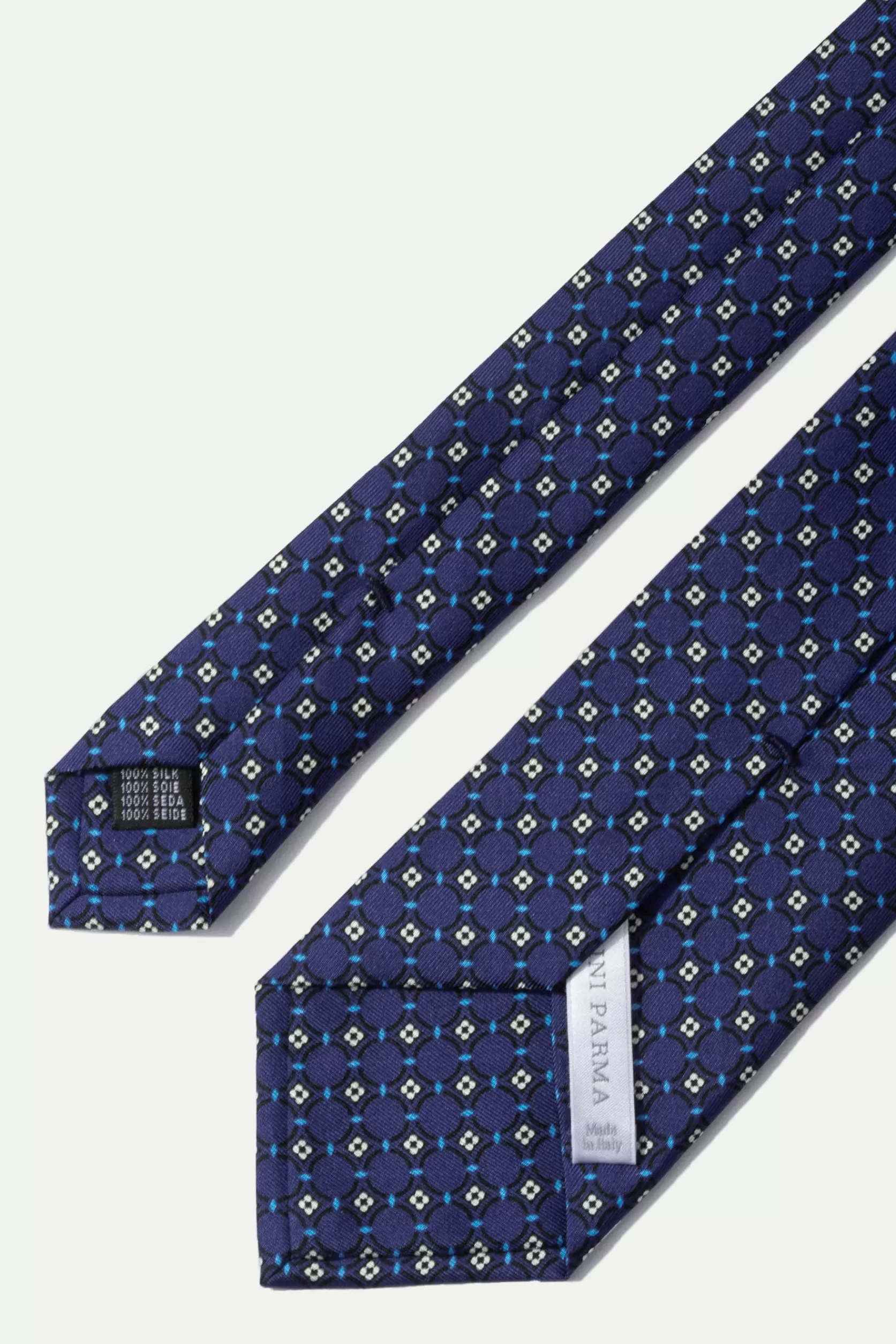 Cravate Fantaisie En Soie Imprimée Bleu - Made In Italy>Pini Parma Discount
