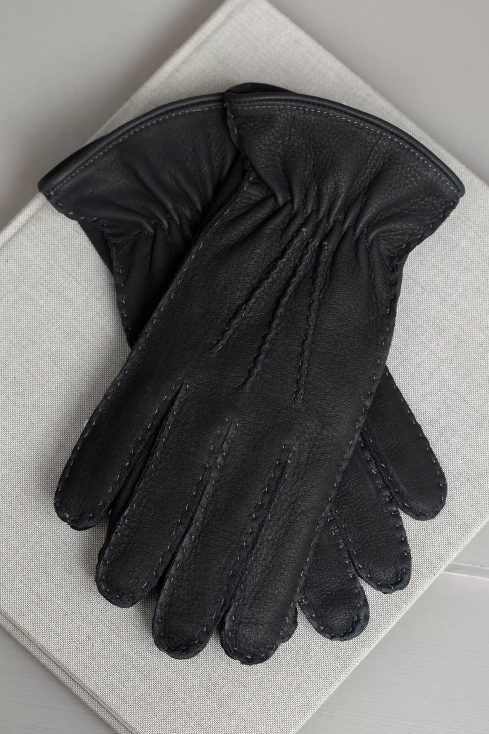 Gants En Cuir De Cerf Doublés De Cachemire Bleu Foncé - Made In Italy>Pini Parma Cheap