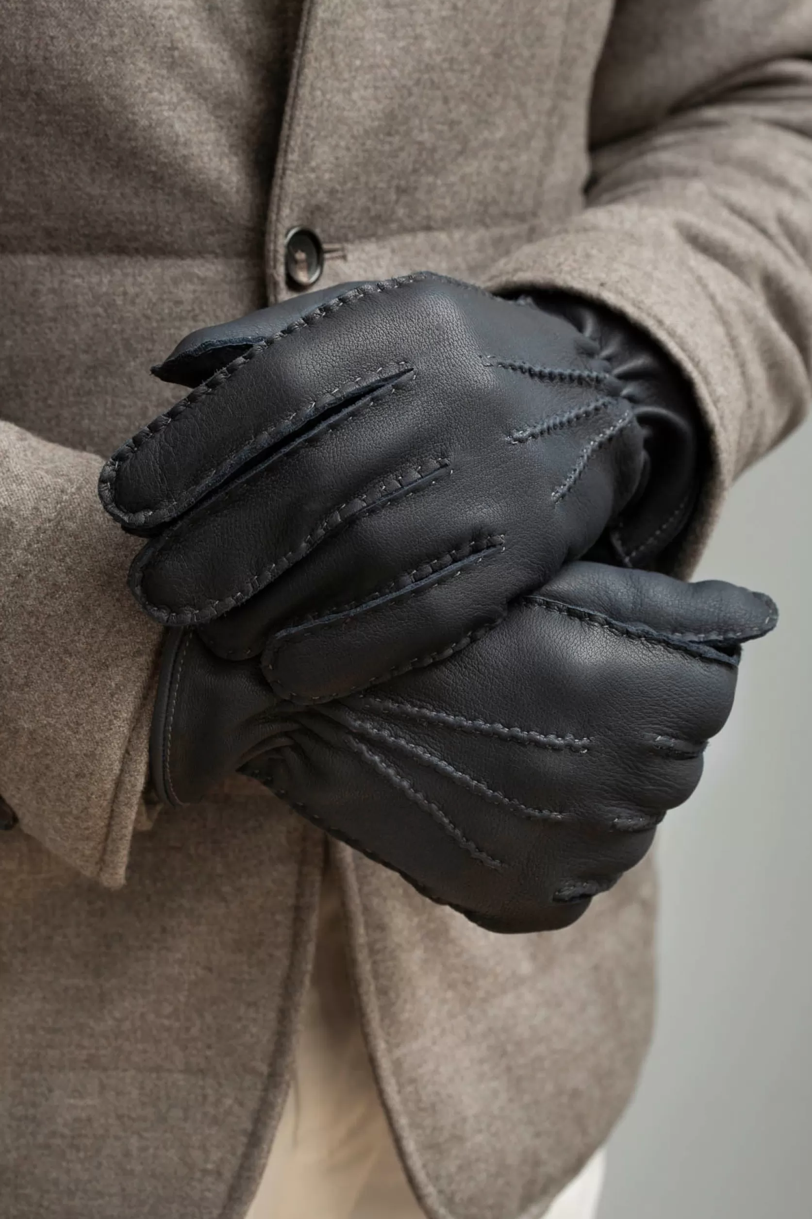 Gants En Cuir De Cerf Doublés De Cachemire Bleu Foncé - Made In Italy>Pini Parma Cheap