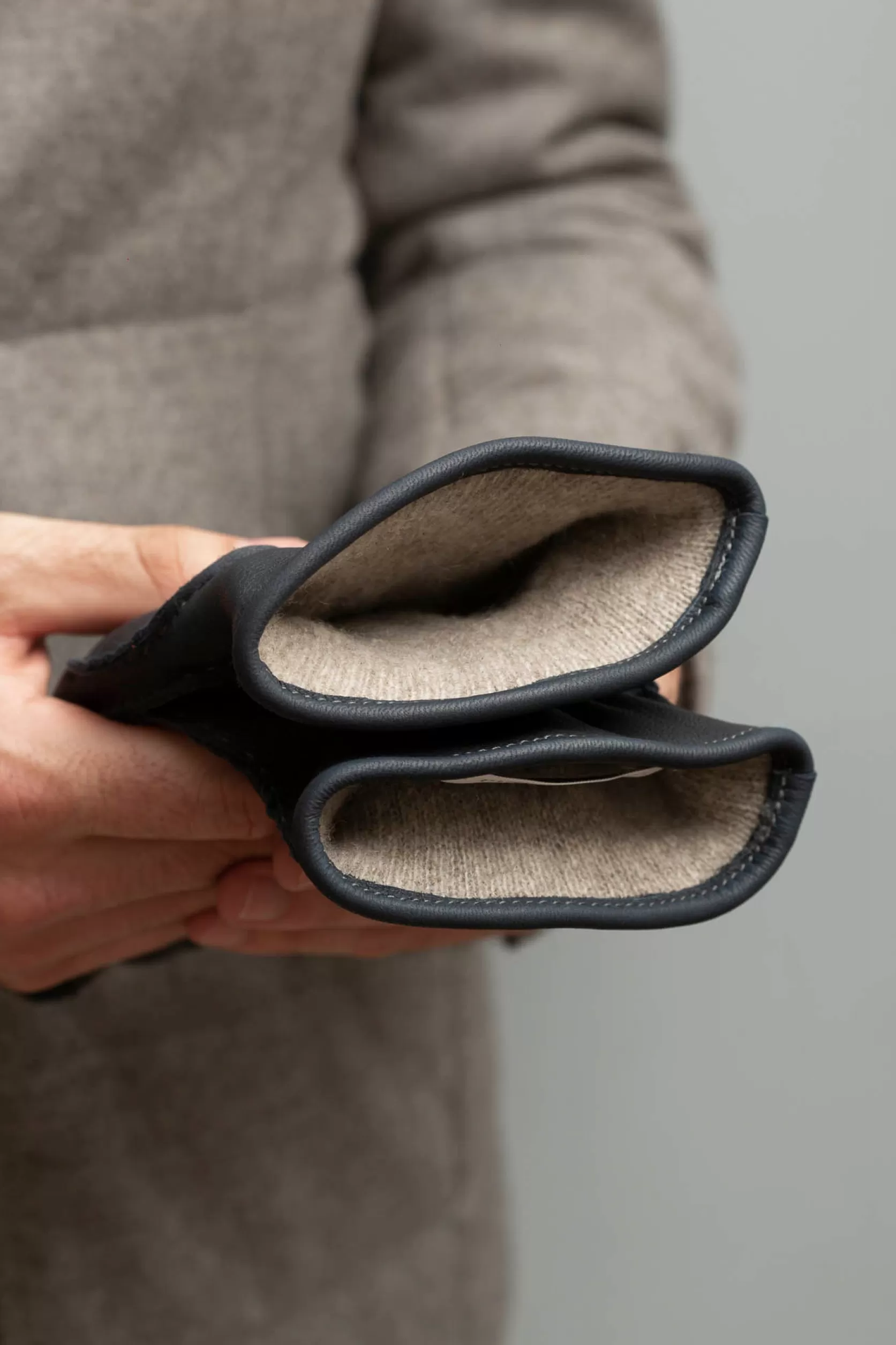 Gants En Cuir De Cerf Doublés De Cachemire Bleu Foncé - Made In Italy>Pini Parma Cheap