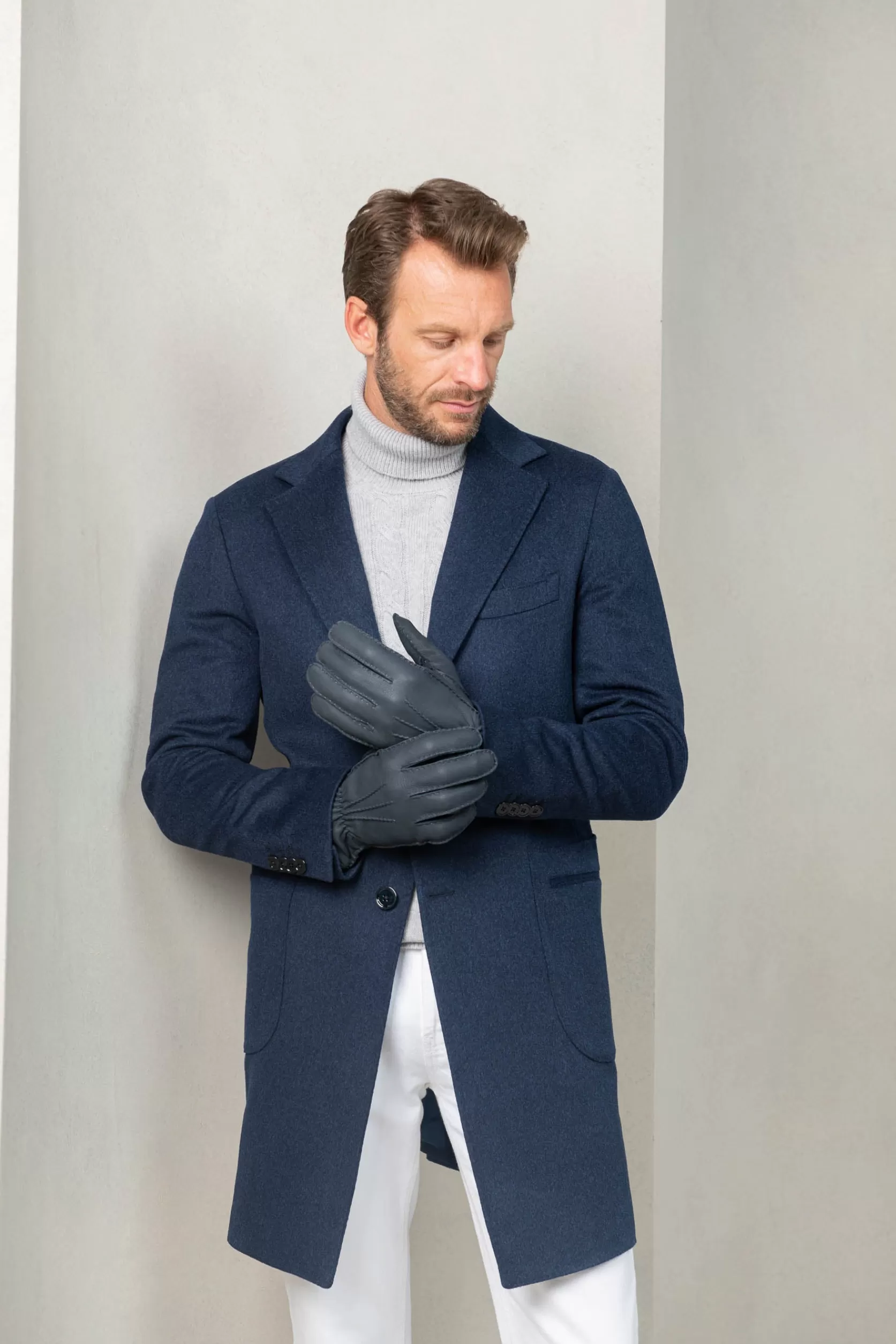 Gants En Cuir De Cerf Doublés De Cachemire Poudré - Made In Italy>Pini Parma Hot