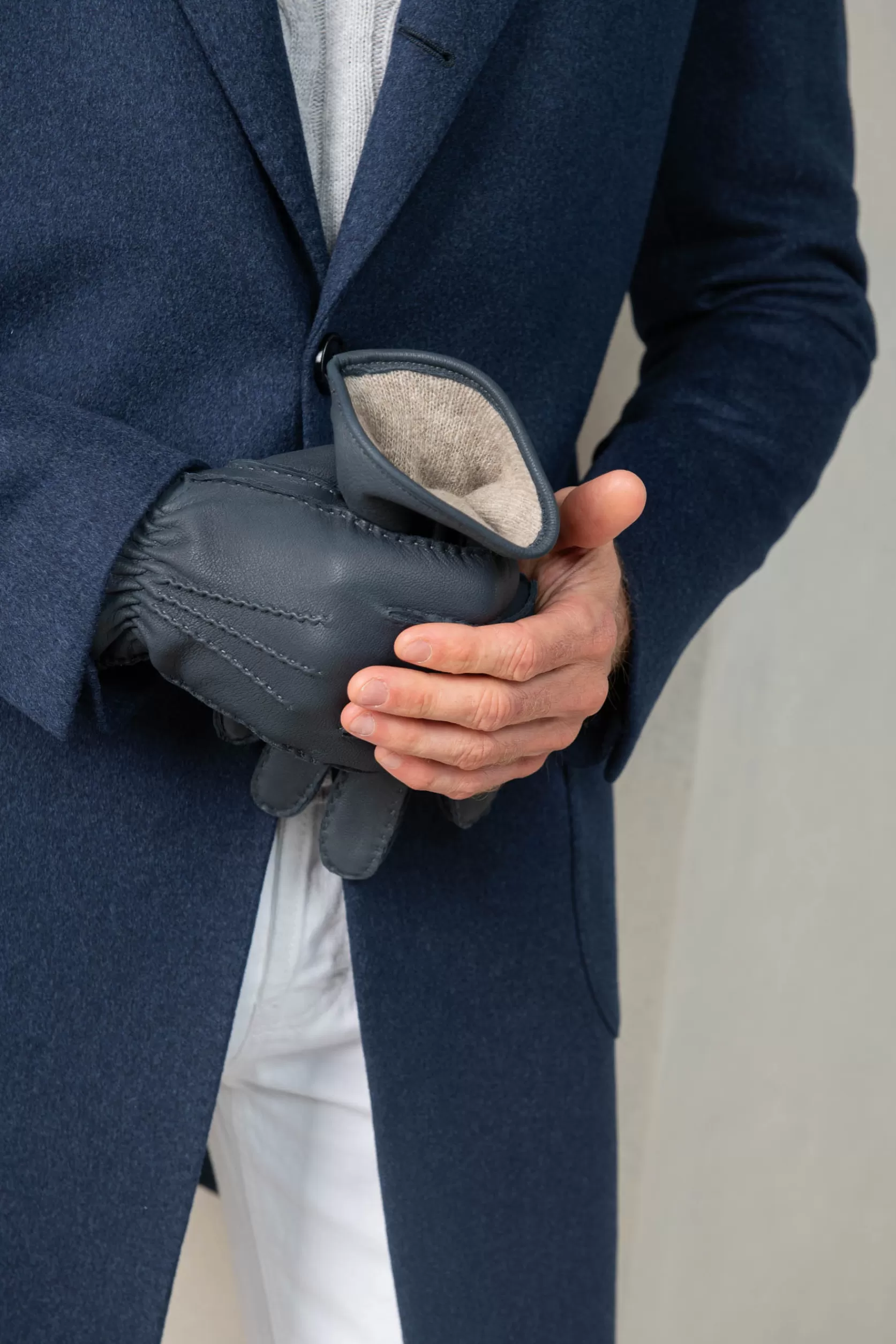 Gants En Cuir De Cerf Doublés De Cachemire Poudré - Made In Italy>Pini Parma Hot