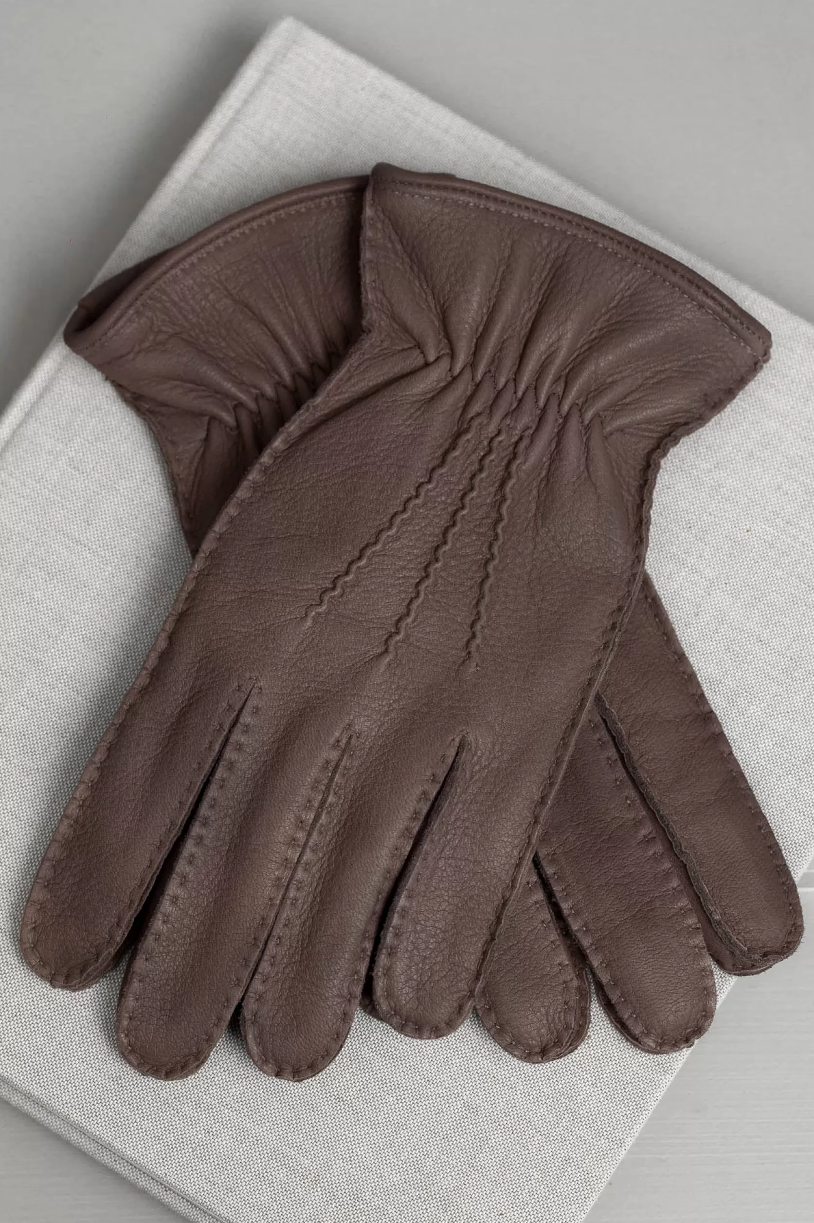 Gants En Cuir De Cerf Doublés De Cachemire Marron - Made In Italy>Pini Parma Best Sale